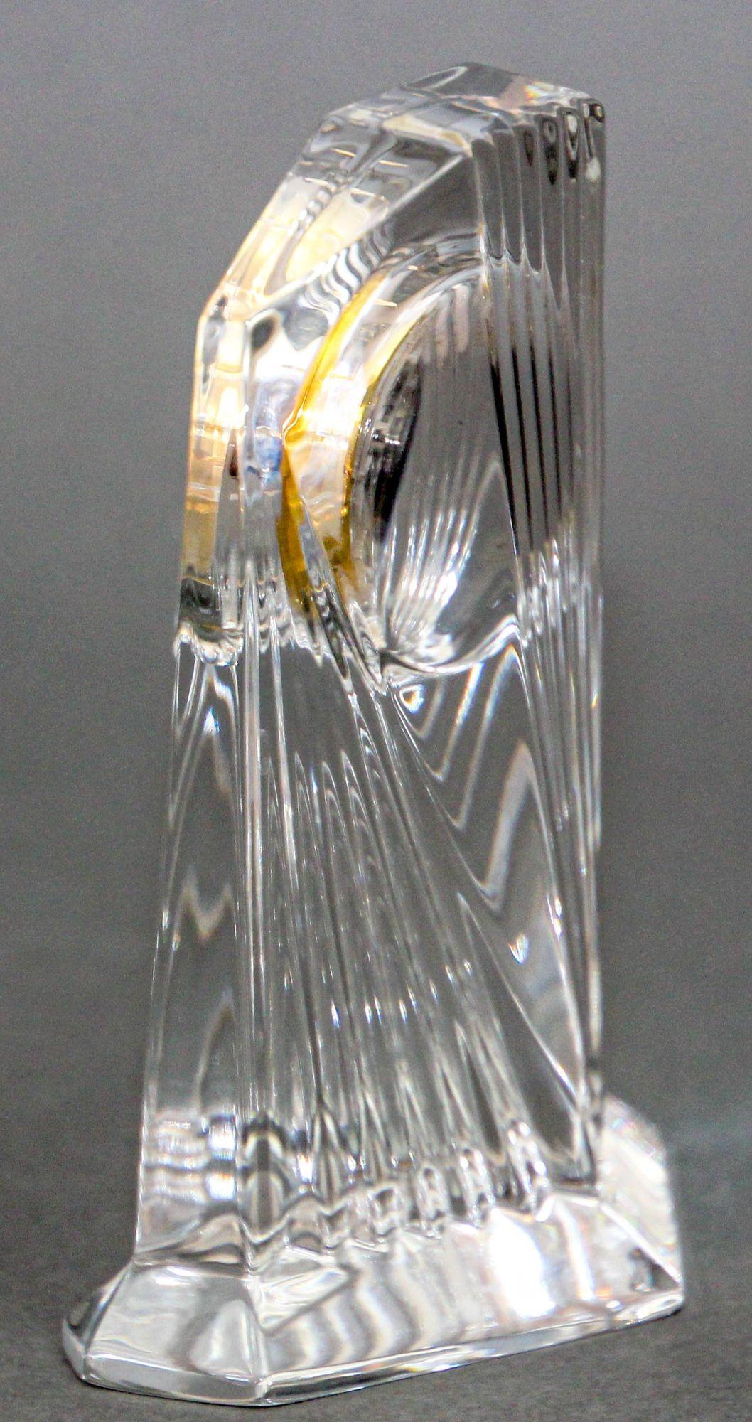 Art Deco Style Villeroy & Boch Crystal Quartz Clock Paperweight 1970s For Sale 6