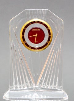 Art Deco Style Villeroy & Boch Crystal Quartz Clock Paperweight 1970s