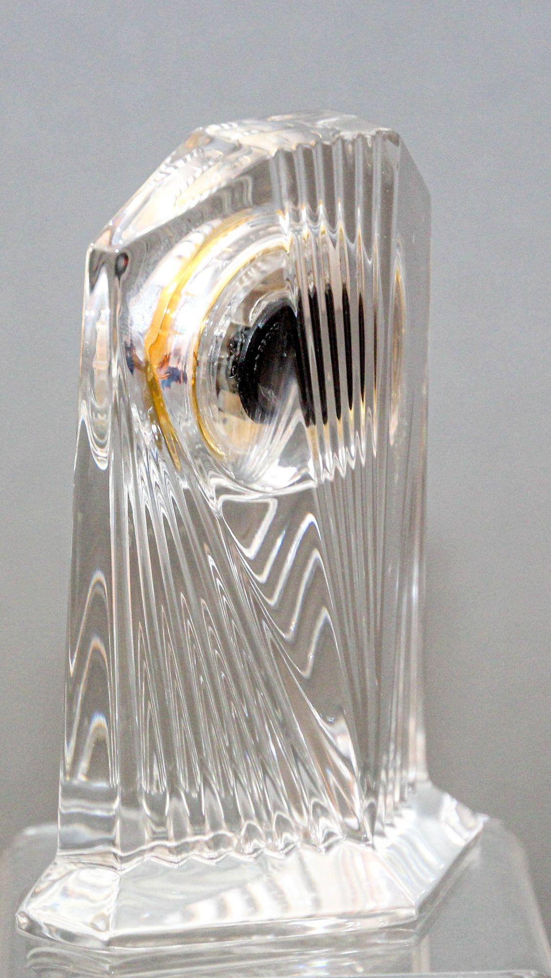 20th Century Art Deco Style Villeroy & Boch Crystal Quartz Clock Paperweight 1970s For Sale