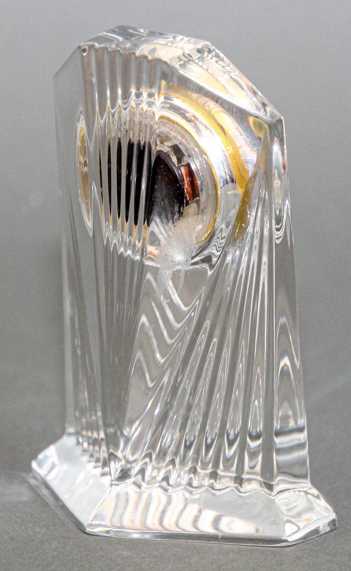 Art Deco Style Villeroy & Boch Crystal Quartz Clock Paperweight 1970s For Sale 1
