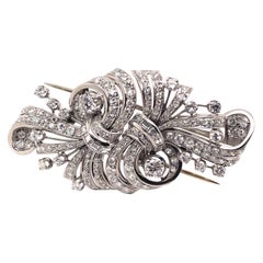 Broche double/single en platine avec diamants de 10,50 carats, style Art déco