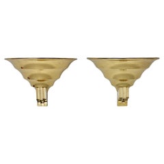 Art Deco Style Vintage Brass Lucite Sconces Wall Lights Duo Pair 1980s Italy