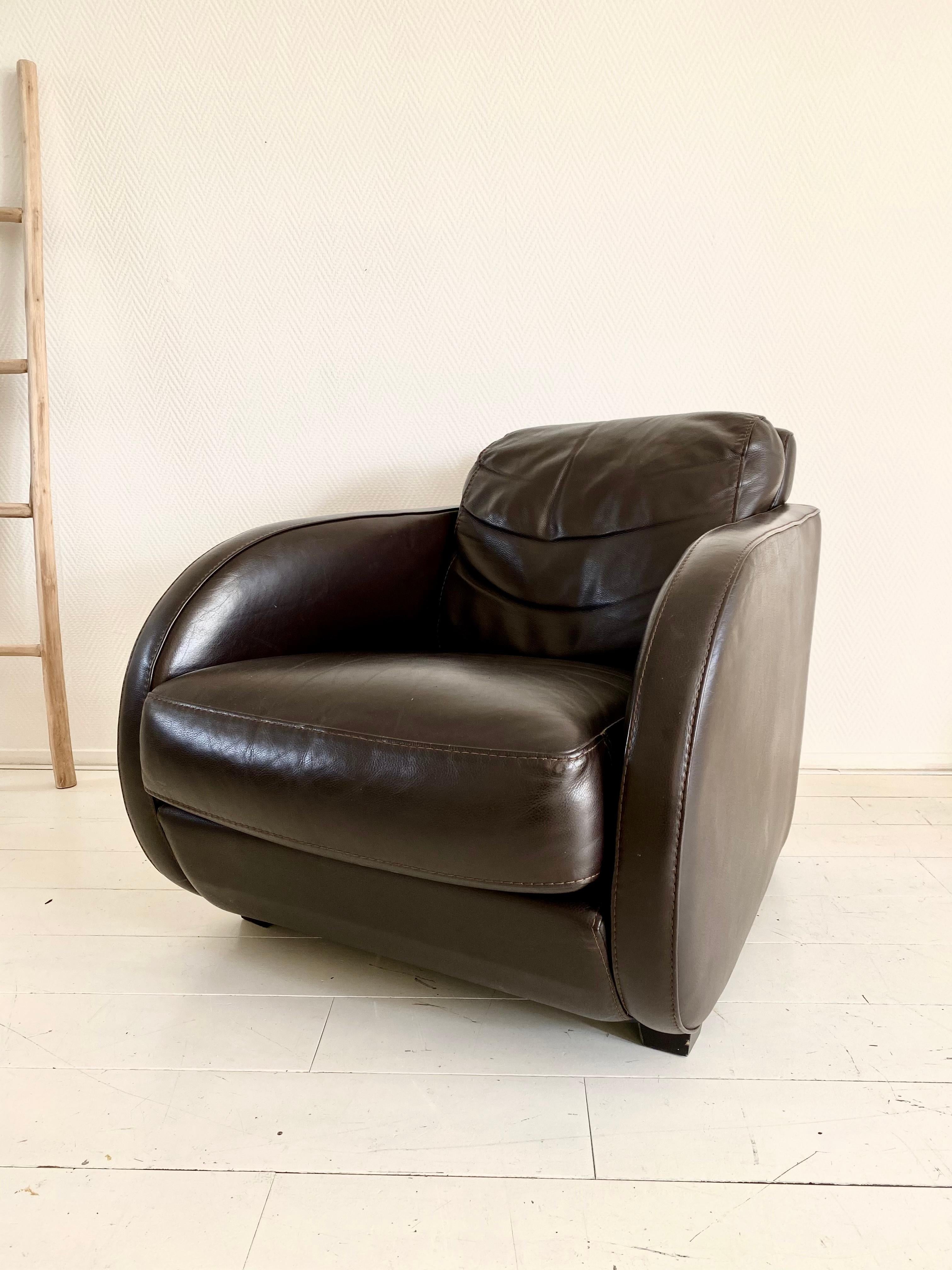 light brown leather armchair