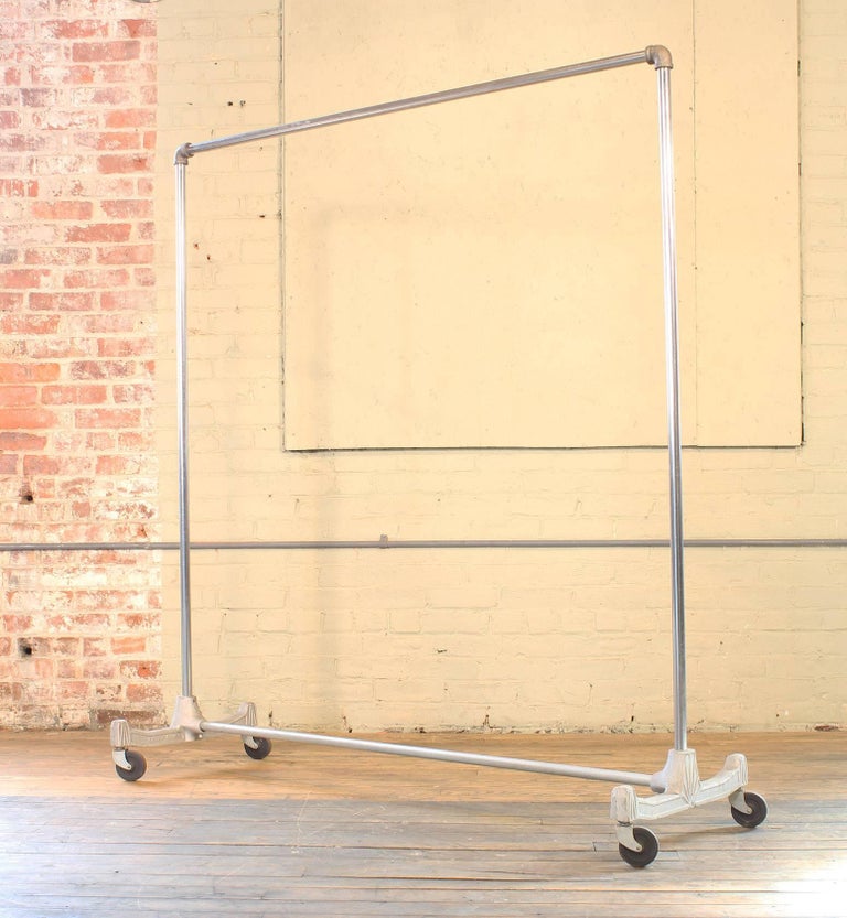 Art Deco Style Vintage Clothing Rolling Garment Rack at 1stDibs