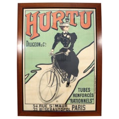 Art Deco Style Vintage Large Framed Hurtu Poster Stamped