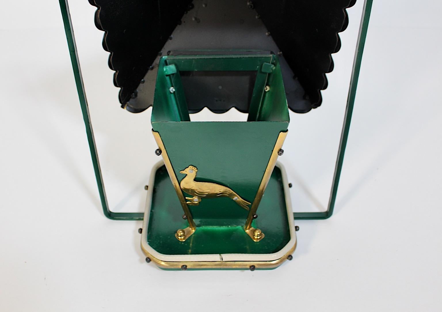 Art Deco Style Vintage Pagoda Brass Metal Green Gold Birdhouse, 1980s, Austria For Sale 5