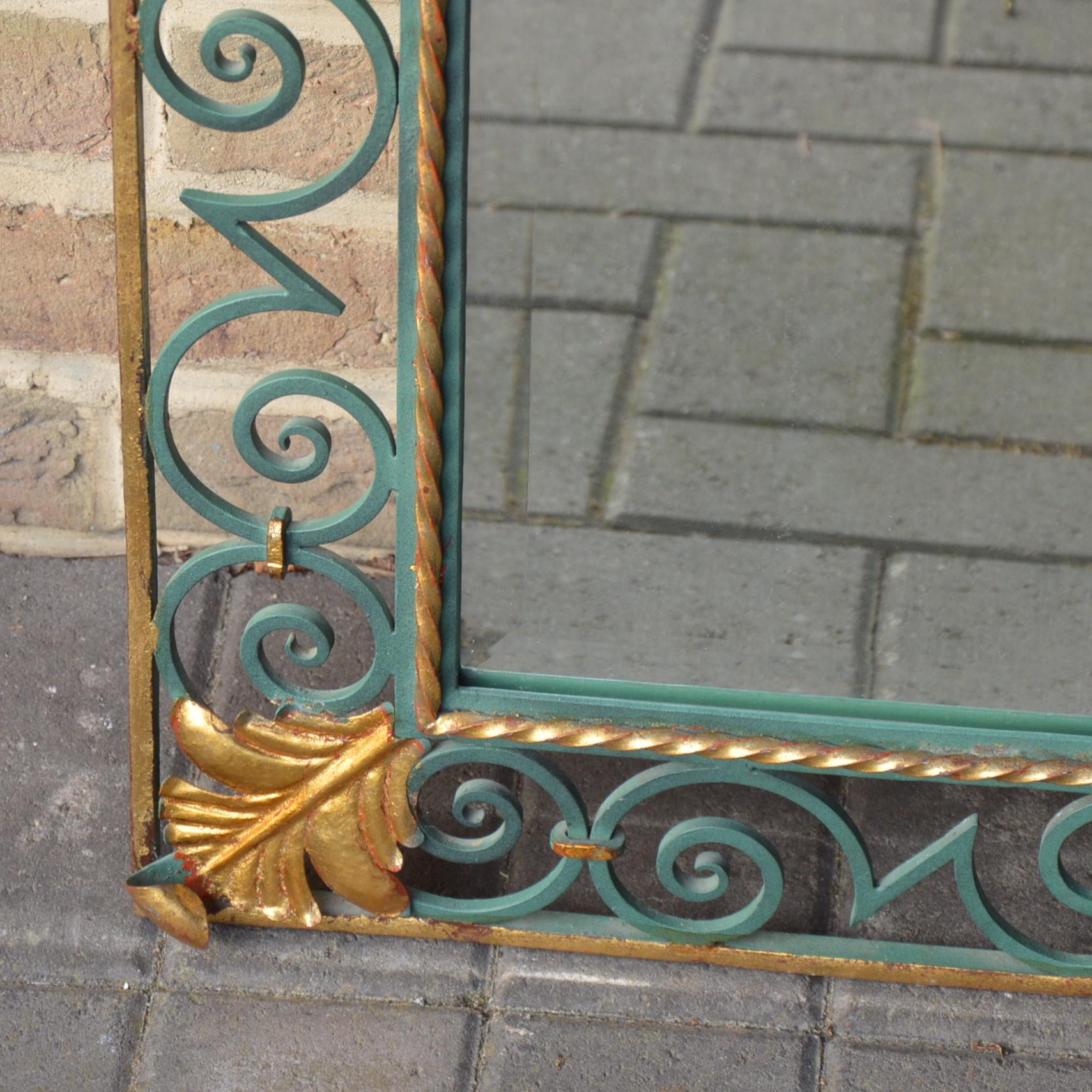 Art Deco Style Vintage Patinated Bronze Mirror (Belgisch)