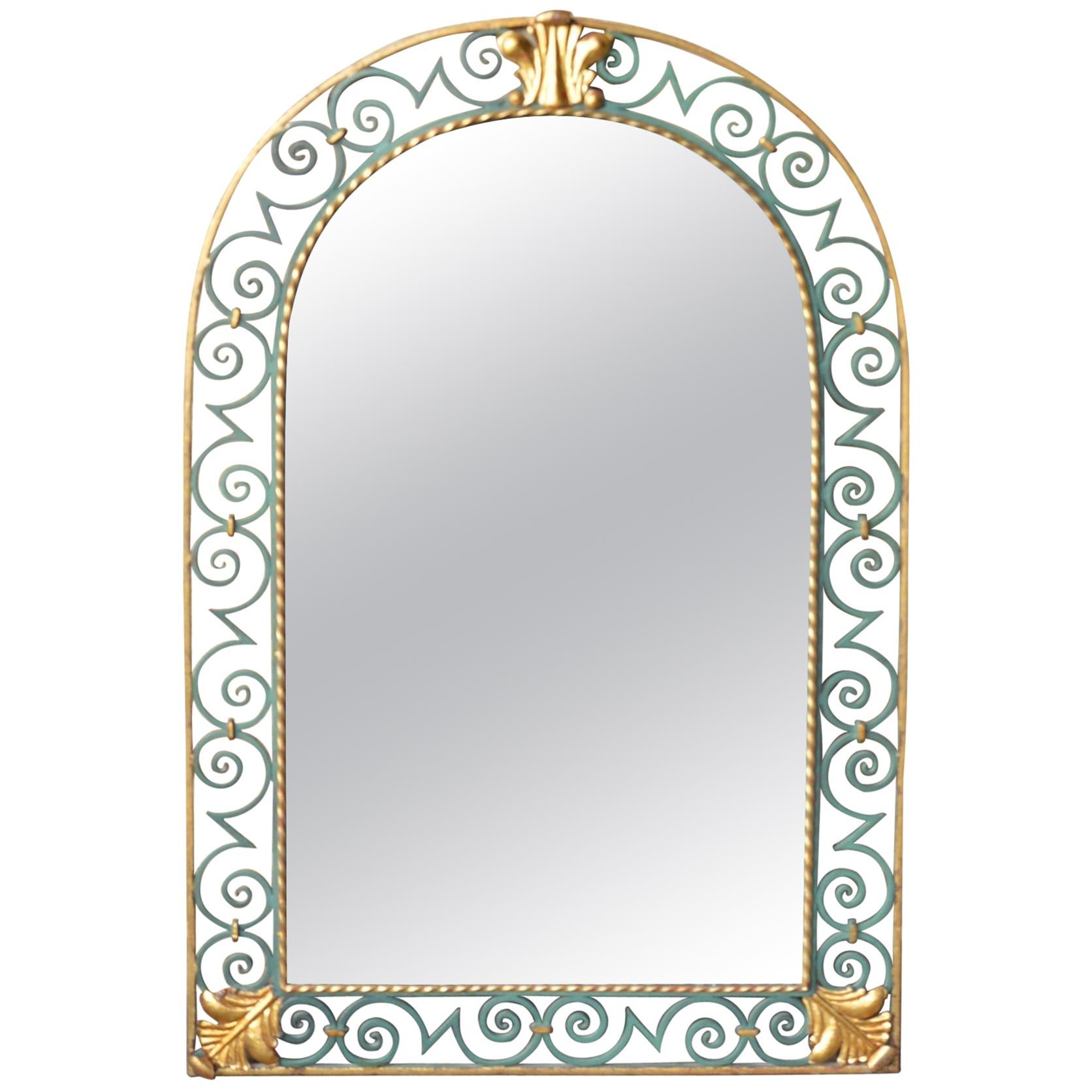 Art Deco Style Vintage Patinated Bronze Mirror