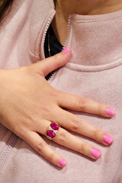 ART DECO STYLE Vintage Pink Tourmalines Diamonds & Sapphires Ring