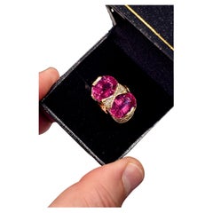 ART DECO STYLE Vintage Pink Tourmalines Diamonds 
Sapphires Ring