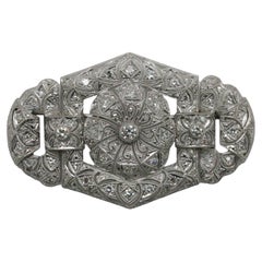 Art Deco Style Vintage Platinum Brooch with Round Diamonds