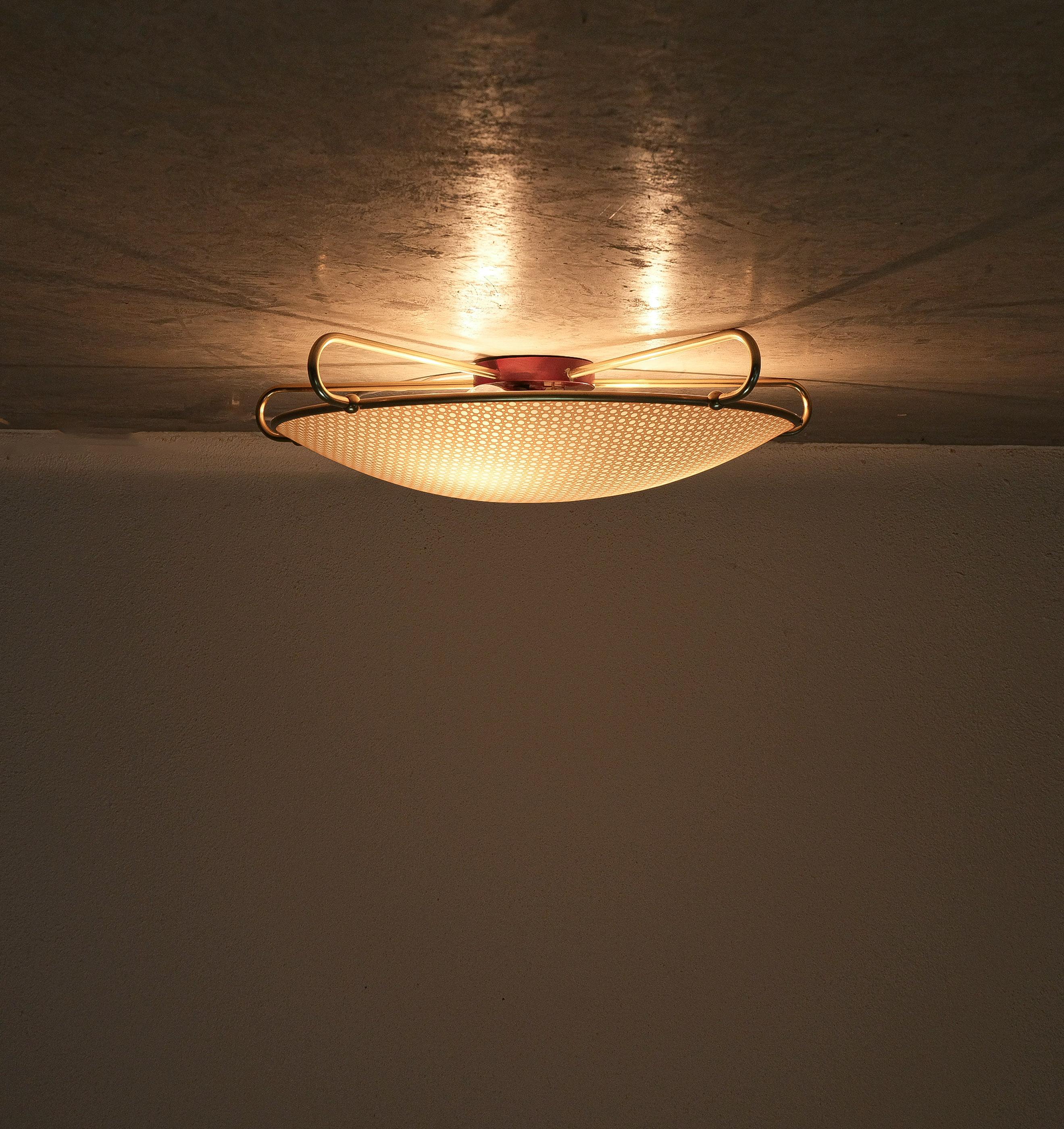 Art Deco Style Vinyl  Flush Mounts (2) Ceiling Lamp, Germany 1955 For Sale 3