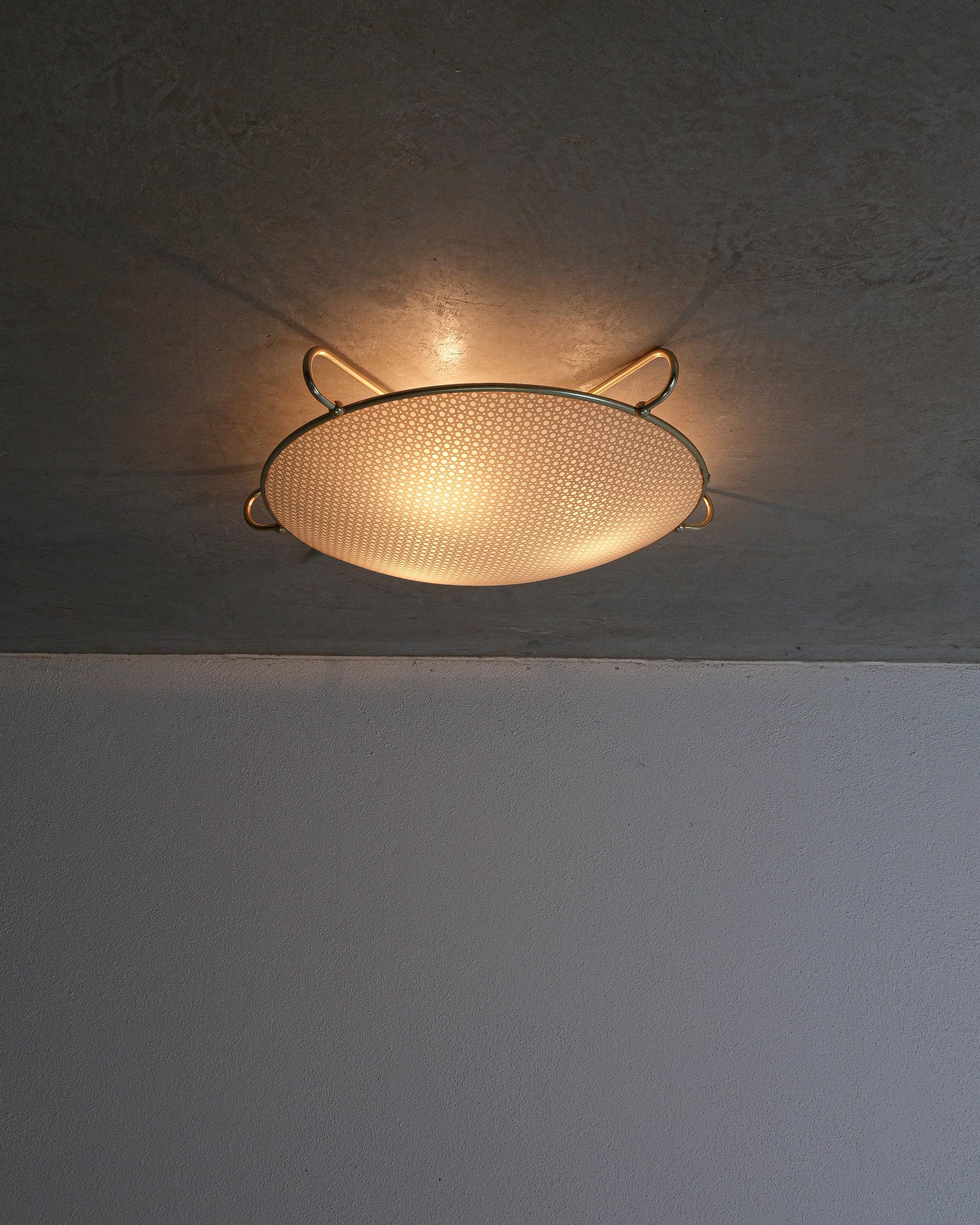 Large Mid-century Vinyl flush mount, Germany 1950- we have a pair available!
Large 24