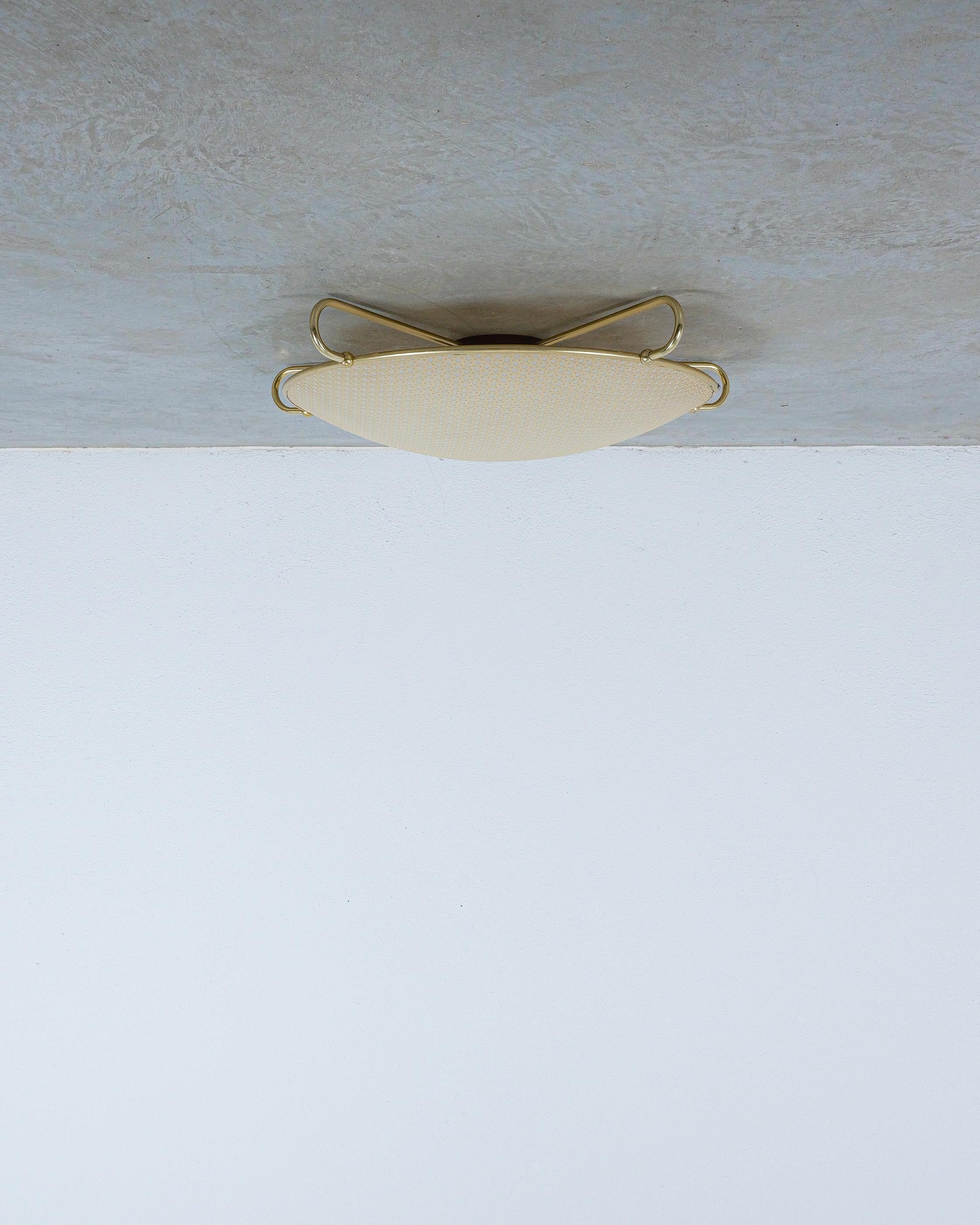 Mid-20th Century Art Deco Style Vinyl  Flush Mounts (2) Ceiling Lamp, Germany 1955 For Sale
