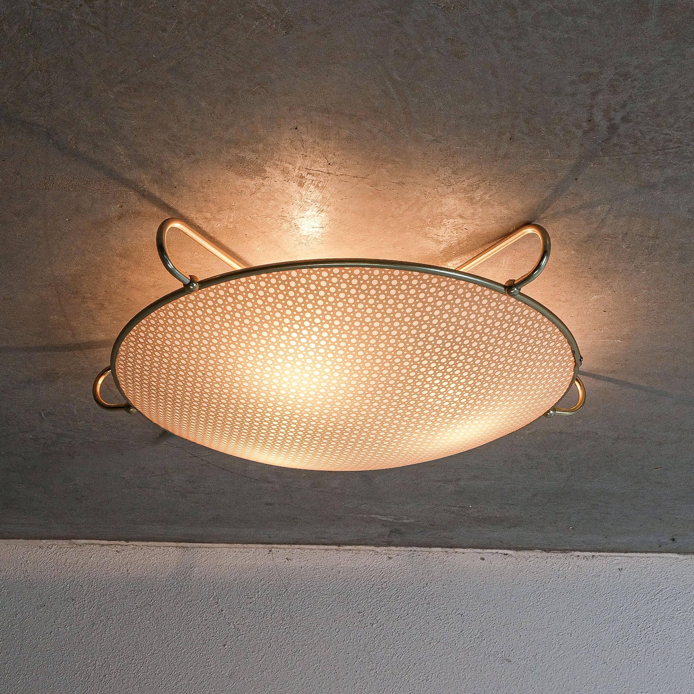 Art Deco Style Vinyl  Flush Mounts (2) Ceiling Lamp, Germany 1955 For Sale 1