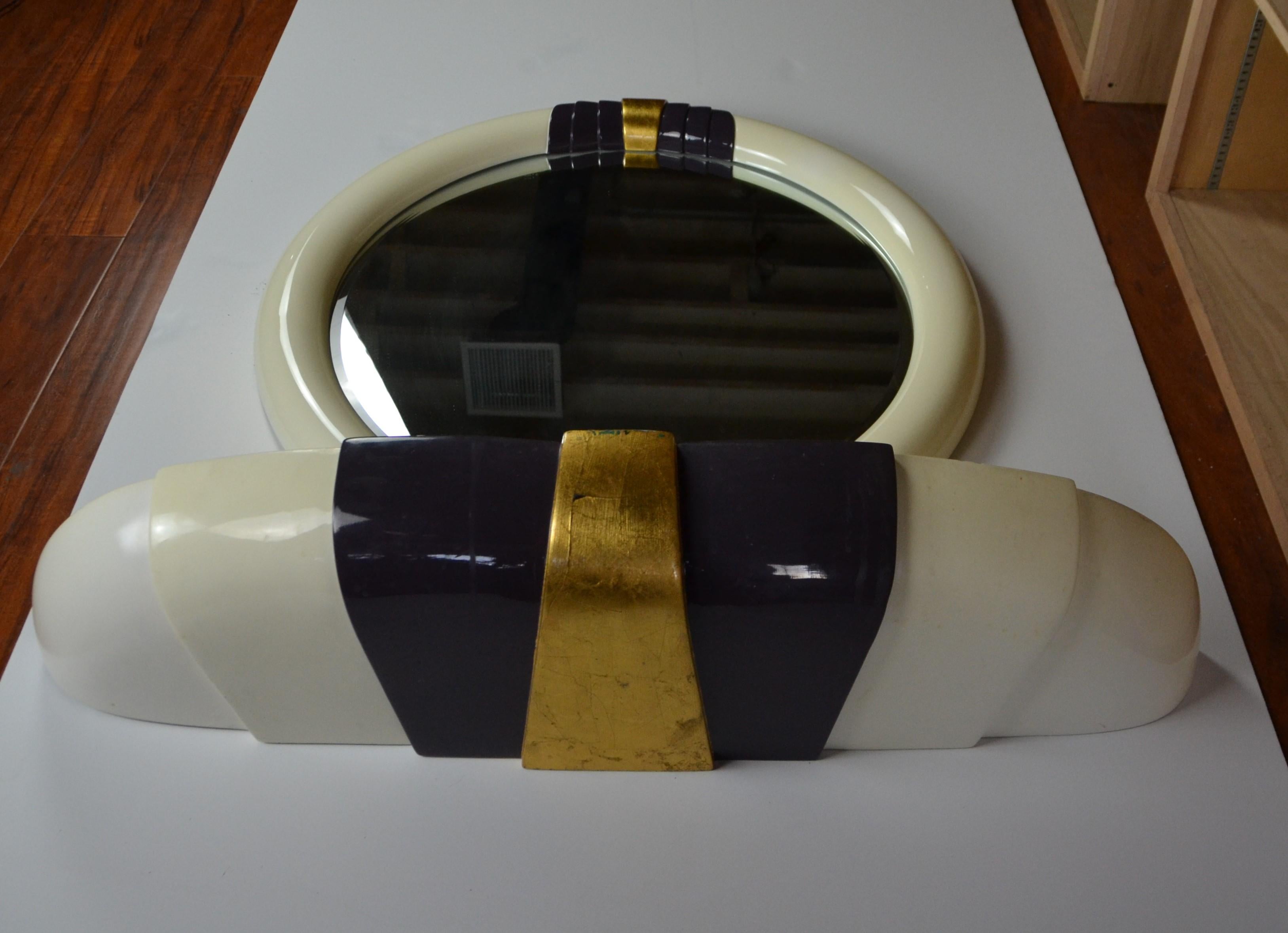 Art Deco Style Wall Console and Mirror In Good Condition For Sale In Pomona, CA