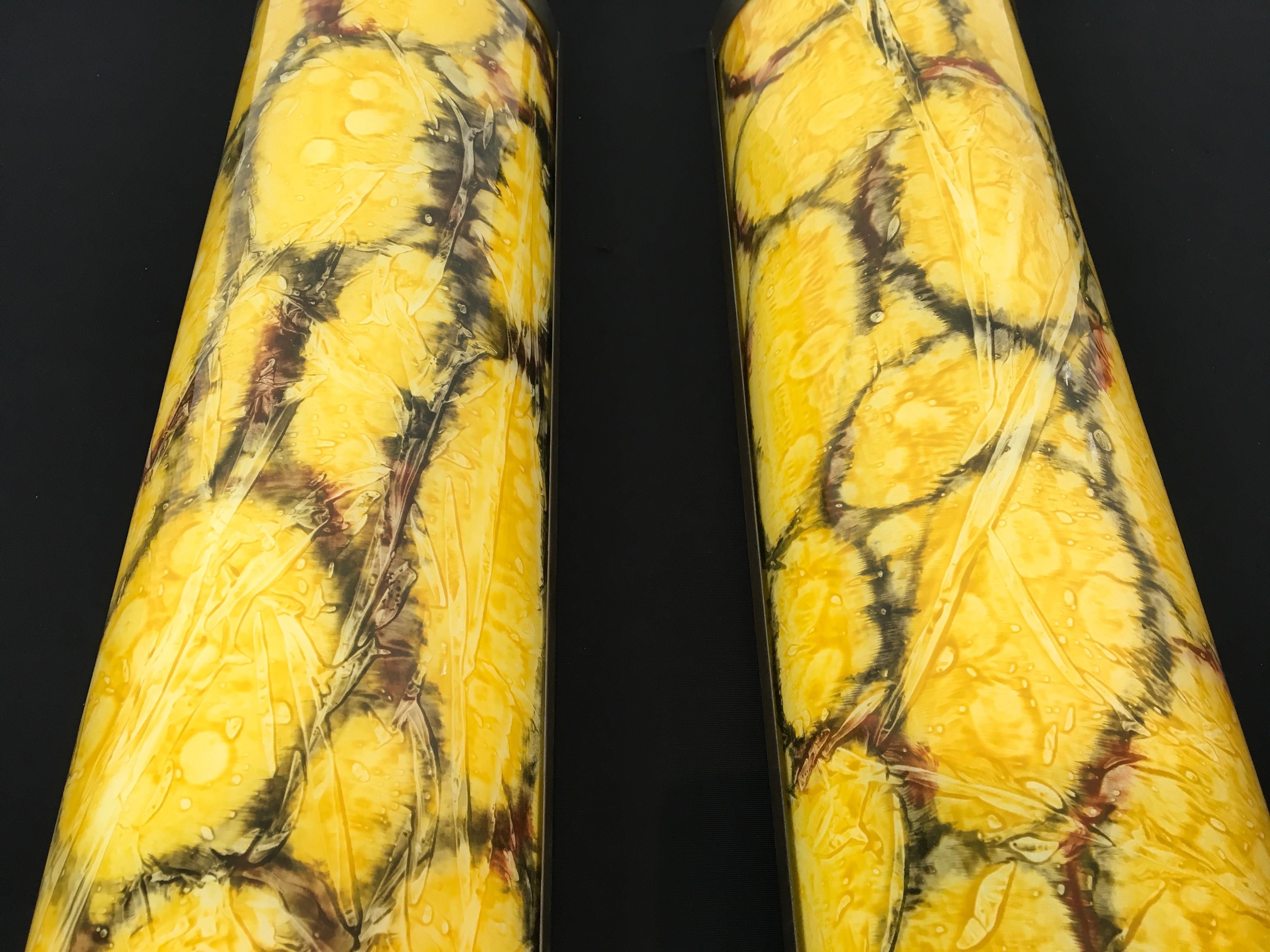 Art Deco Style Wall Scones Marbled Yellow Glass  In Good Condition In Antwerp, BE