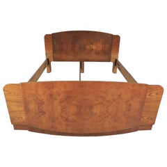 Used Art Deco Style Walnut Bed by Jindřich Halabala for UP Závody, 1950s