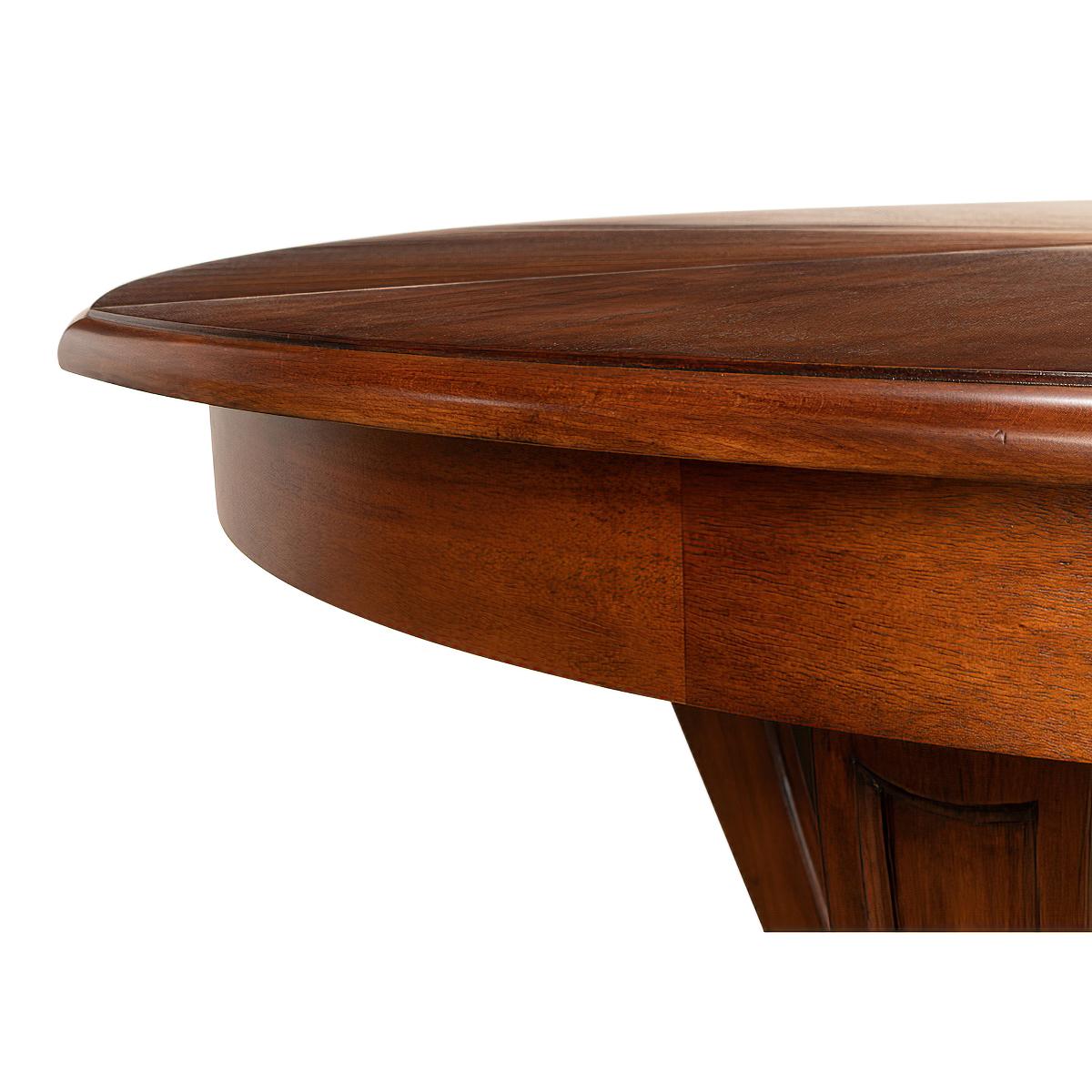 Art Deco Style Walnut Round Dining Table For Sale 1