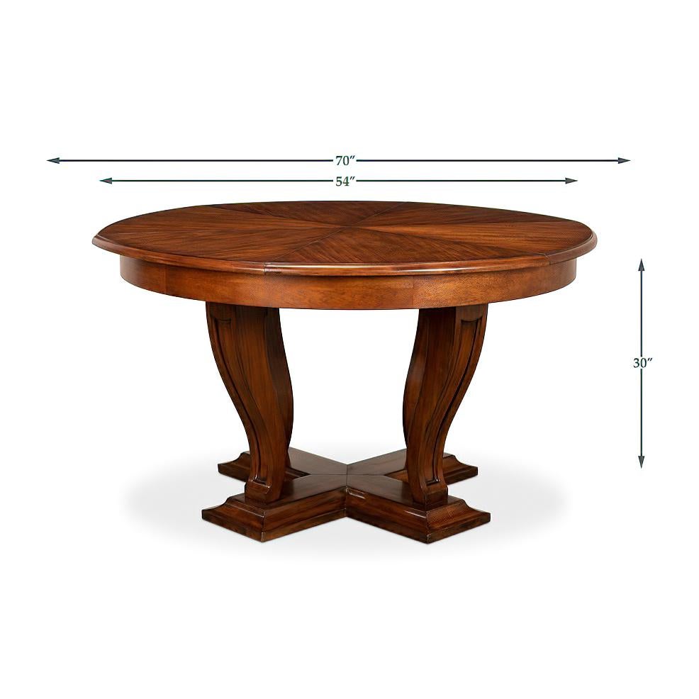 Art Deco Style Walnut Round Dining Table For Sale 2