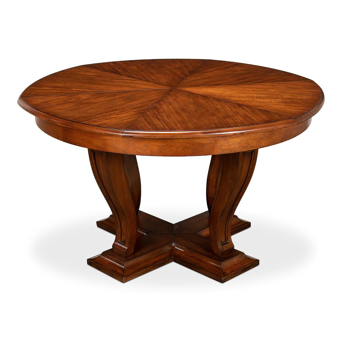 Art Deco Style Walnut Round Dining Table In New Condition For Sale In Westwood, NJ