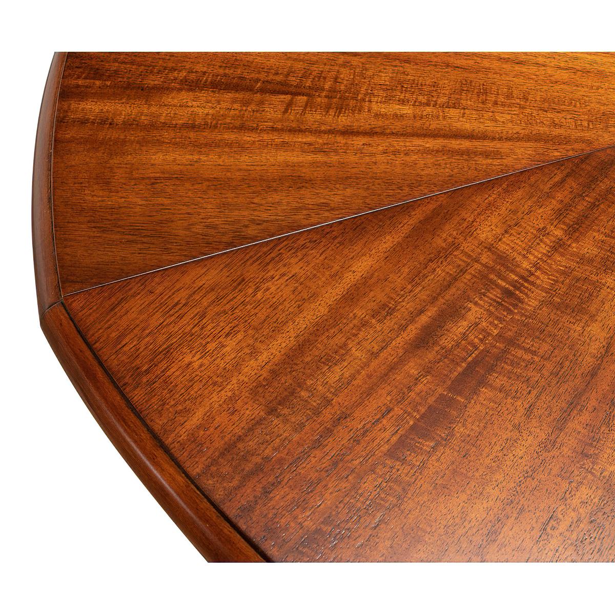 Wood Art Deco Style Walnut Round Dining Table For Sale