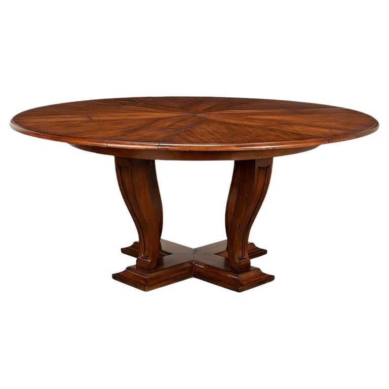 Art Deco Style Walnut Round Dining Table For Sale at 1stDibs
