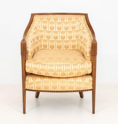 Art Deco Style Walnut Upholstered Club Chair