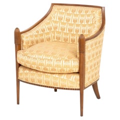 Art Deco Style Walnut Upholstered Club Chair