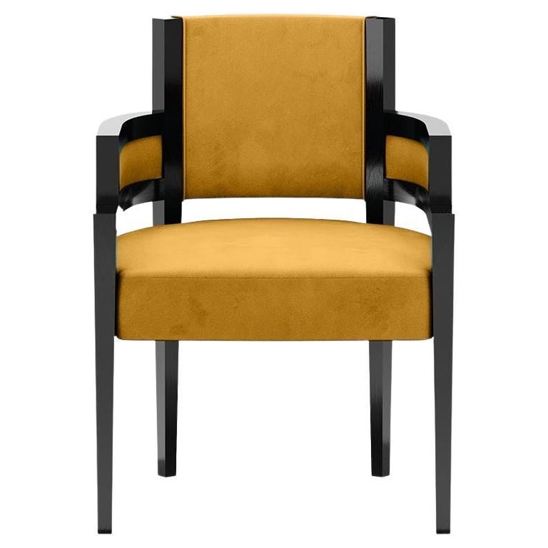 Art Deco Style Warm Yellow Velvet, Yellow Velvet Dining Room Chairs