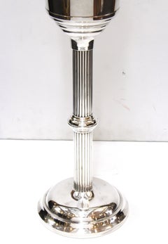 Art Deco Style WearBright Chrome Champagne Ice Bucket with Matching Stand