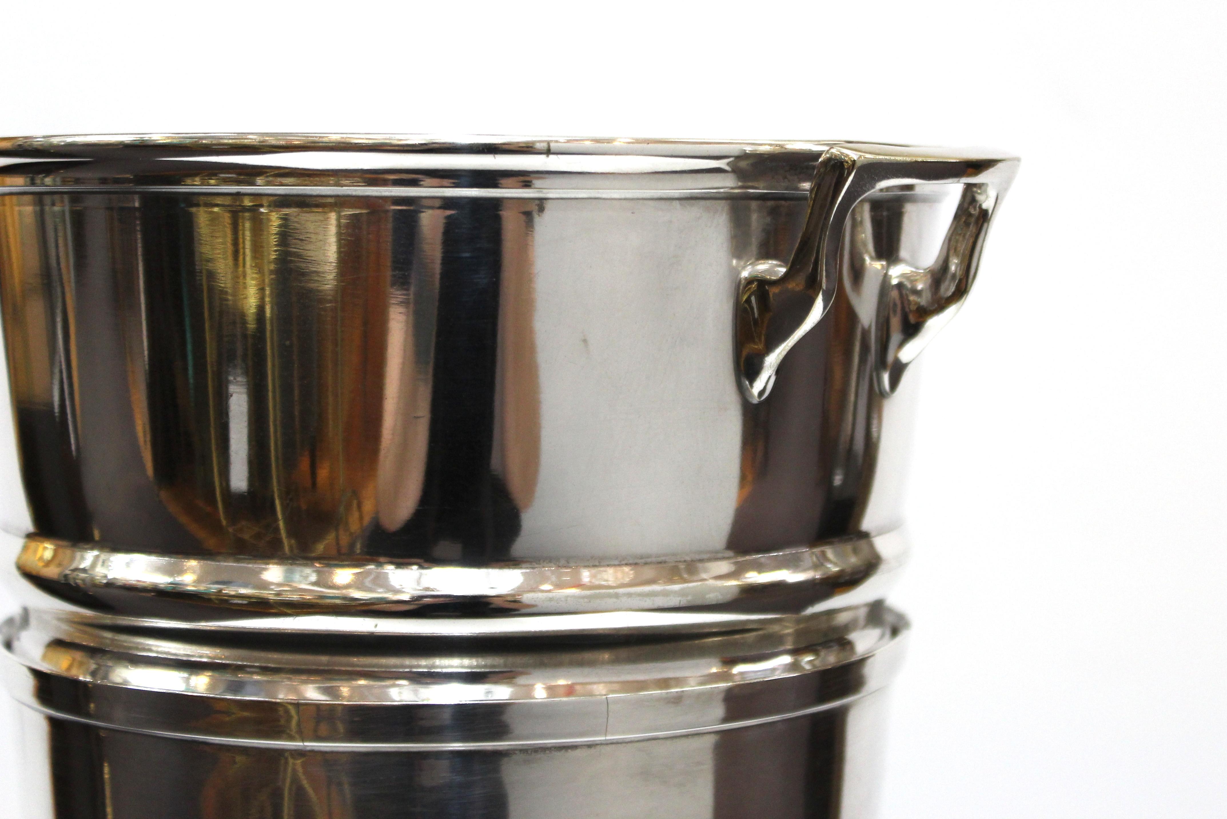 Art Deco Style WearBright Chrome Champagne Ice Bucket with Matching Stand 1