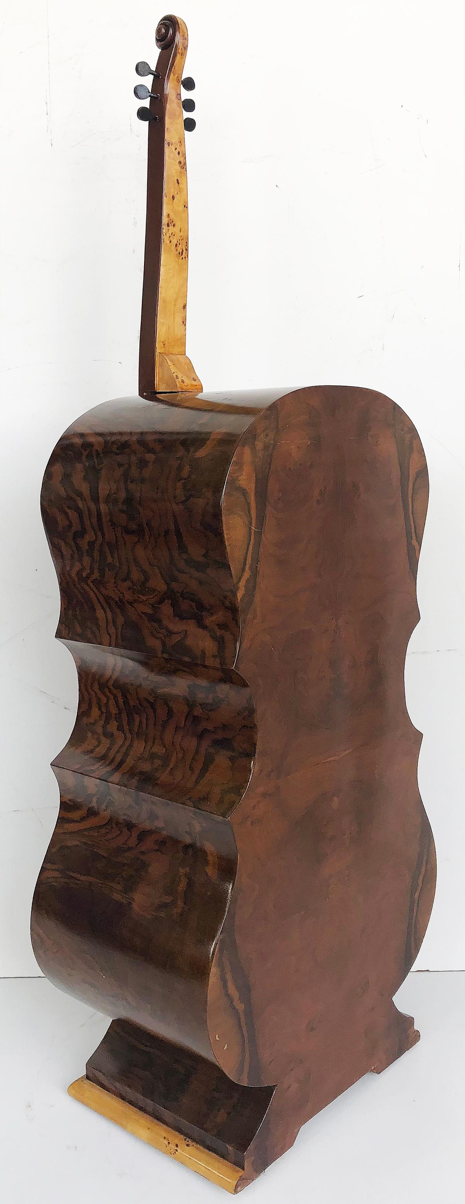 Art Deco-Style Whimsical Burl Wood Cello Shaped Cabinet with Secret Compartment 7