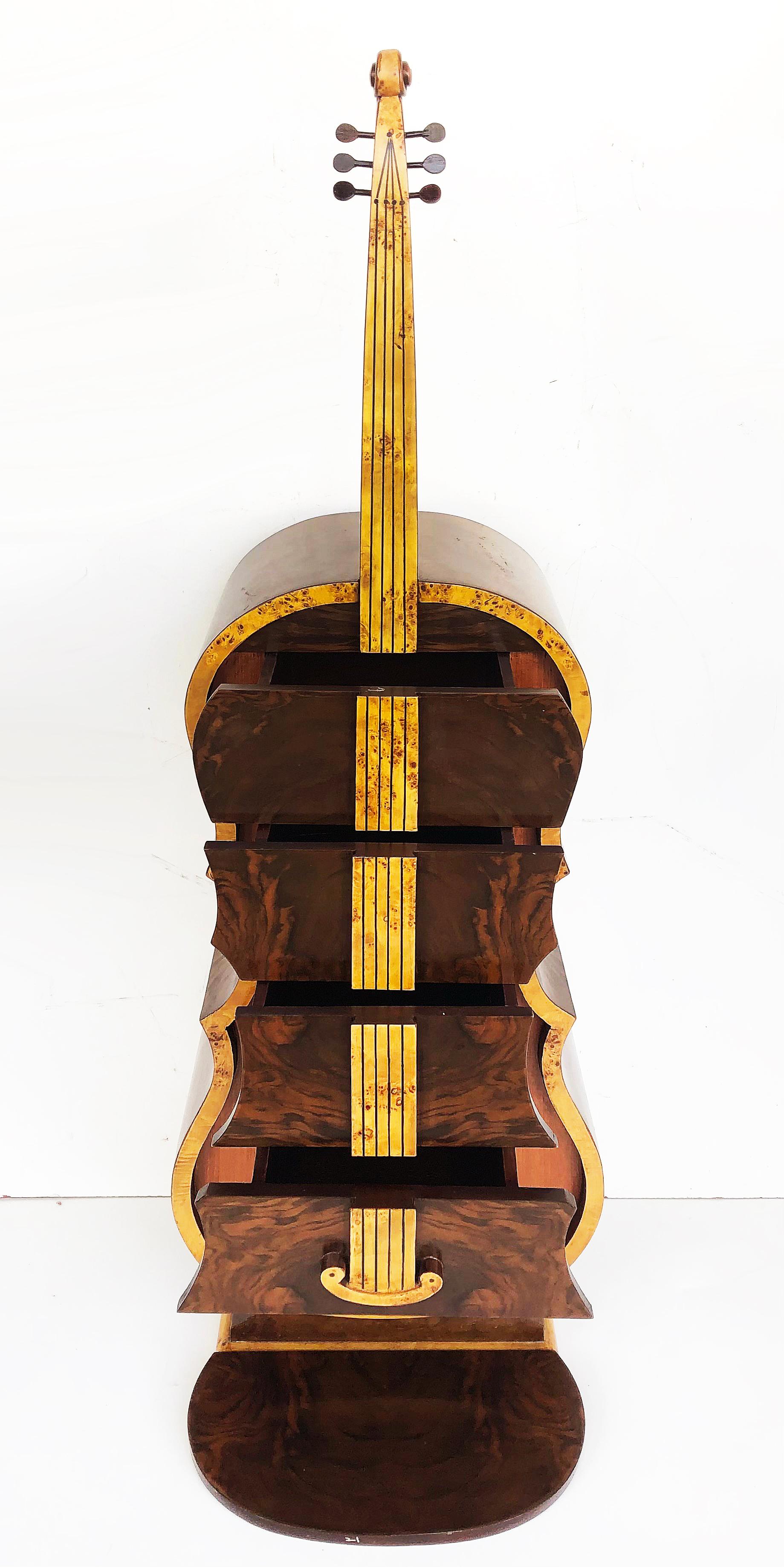 Art Deco-Style Whimsical Burl Wood Cello Shaped Cabinet with Secret Compartment In Good Condition In Miami, FL