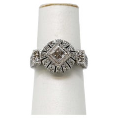 Art Deco Style White 18k Gold Ladies Ring