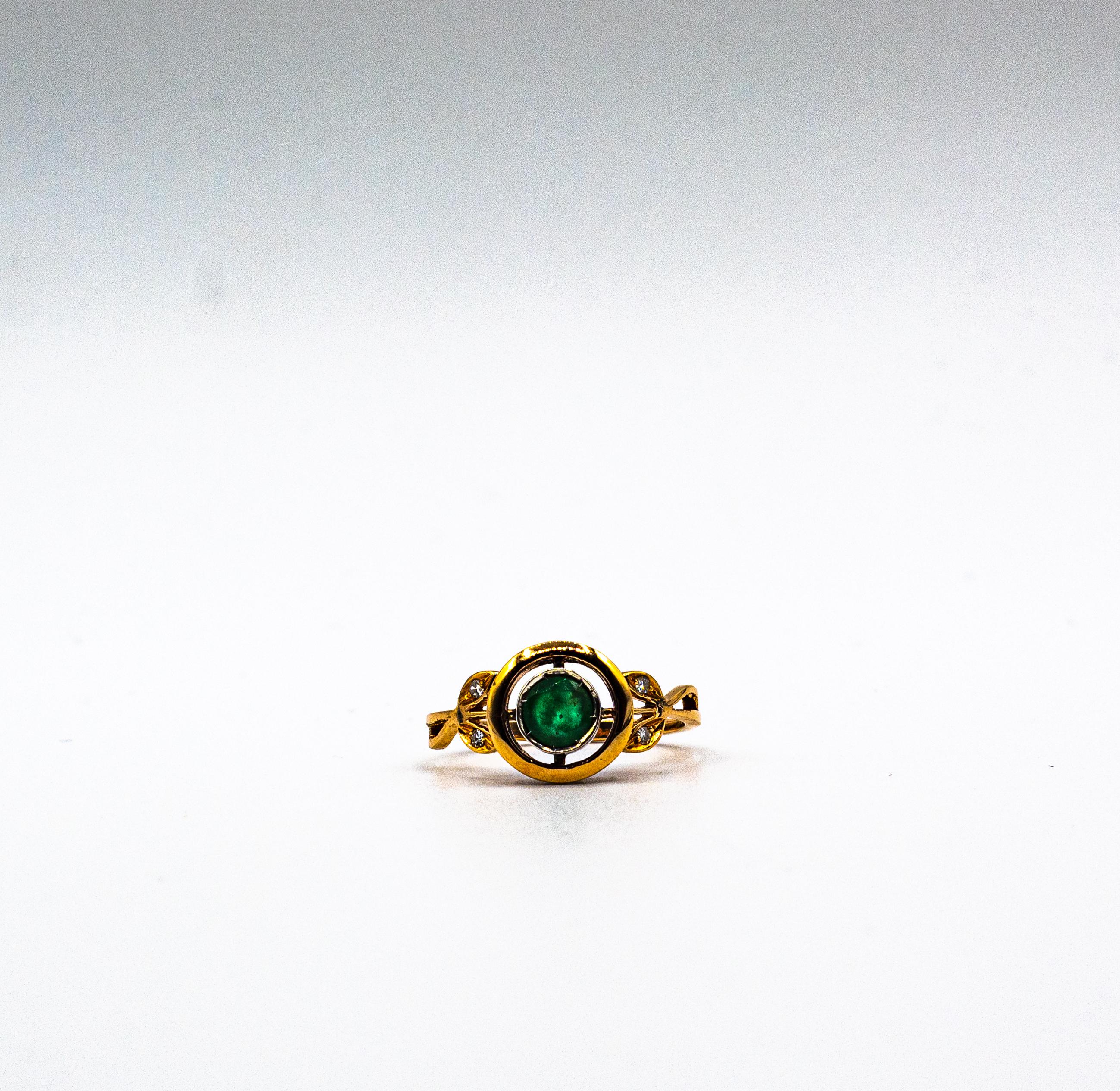 Art Deco Style White Brilliant Cut Diamond Emerald Yellow Gold Cocktail Ring For Sale 10