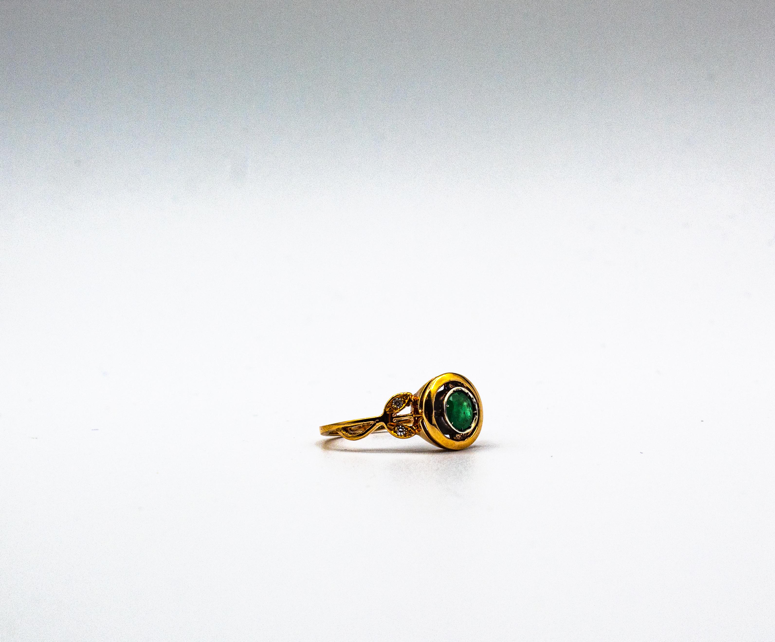 Art Deco Style White Brilliant Cut Diamond Emerald Yellow Gold Cocktail Ring For Sale 11