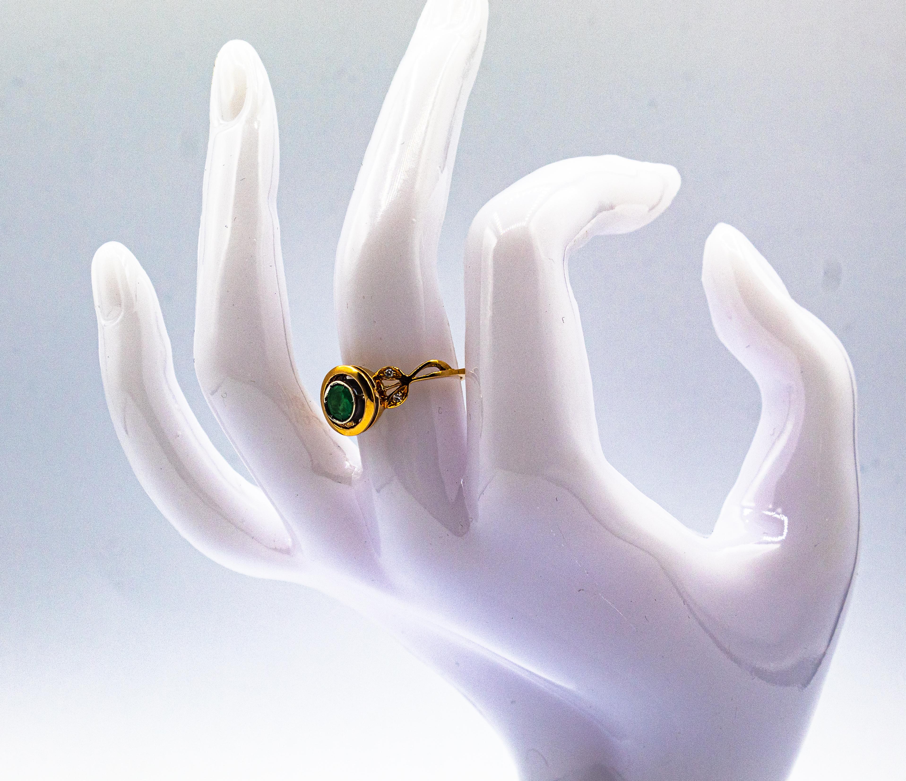 Art Deco Style White Brilliant Cut Diamond Emerald Yellow Gold Cocktail Ring For Sale 15