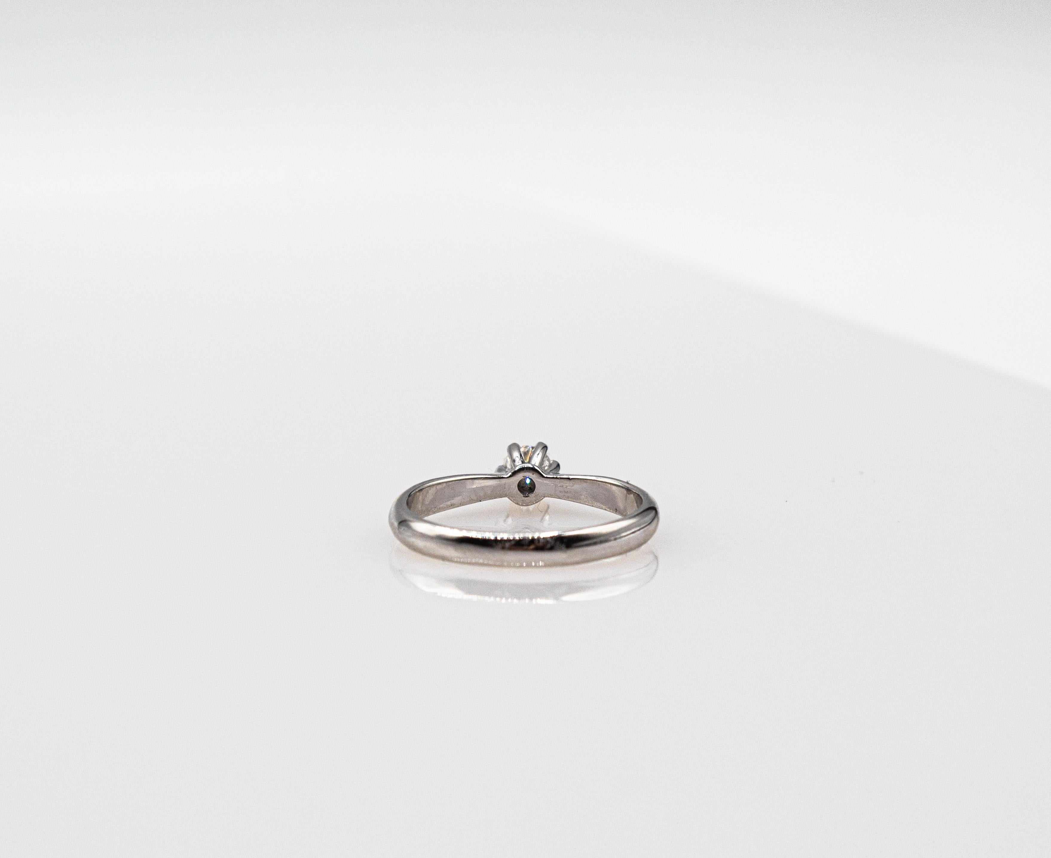 Art Deco Style White Brilliant Cut Diamond White Gold Solitaire Ring For Sale 6