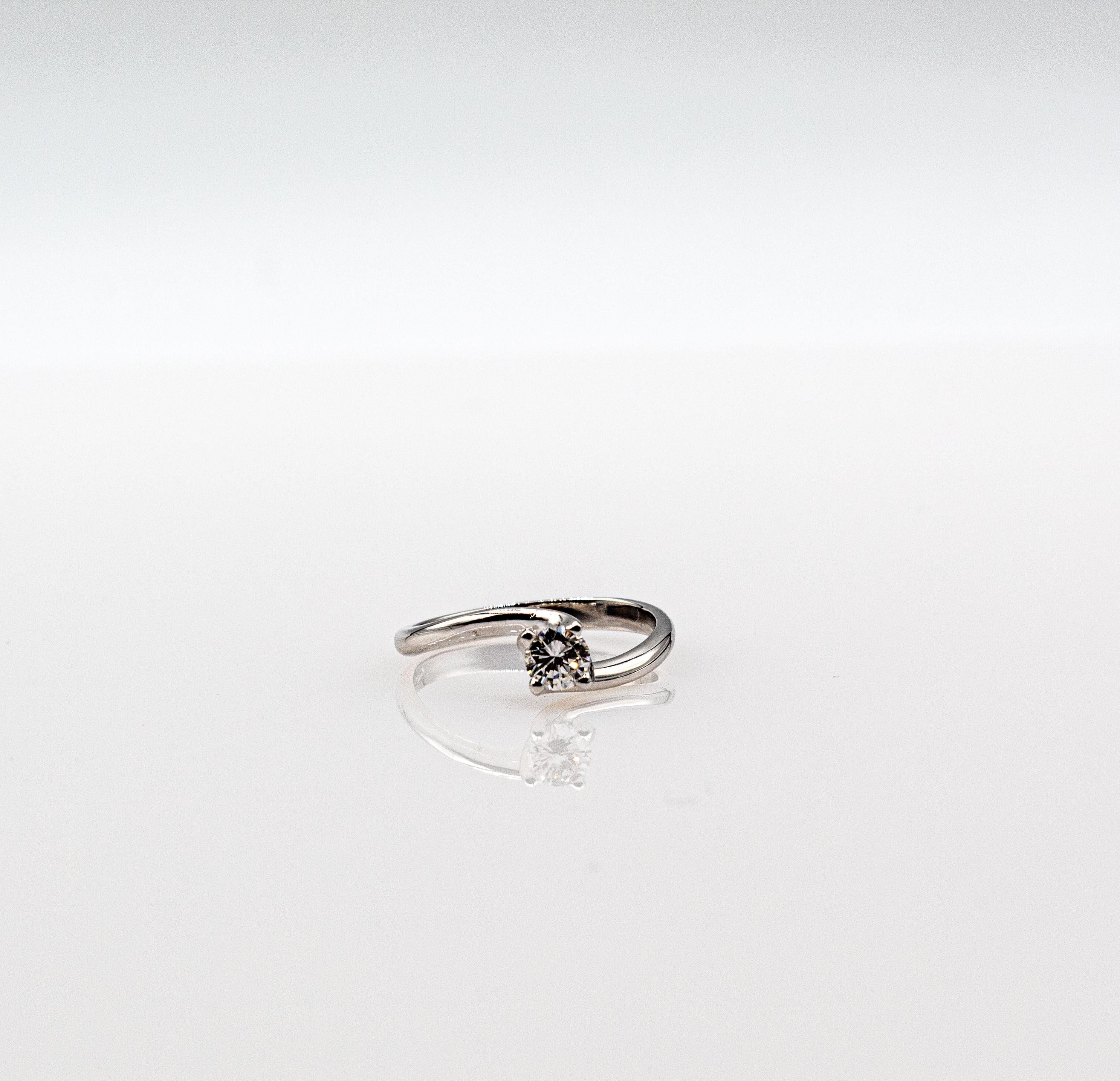 Art Deco Style White Brilliant Cut Diamond White Gold Solitaire Ring 6