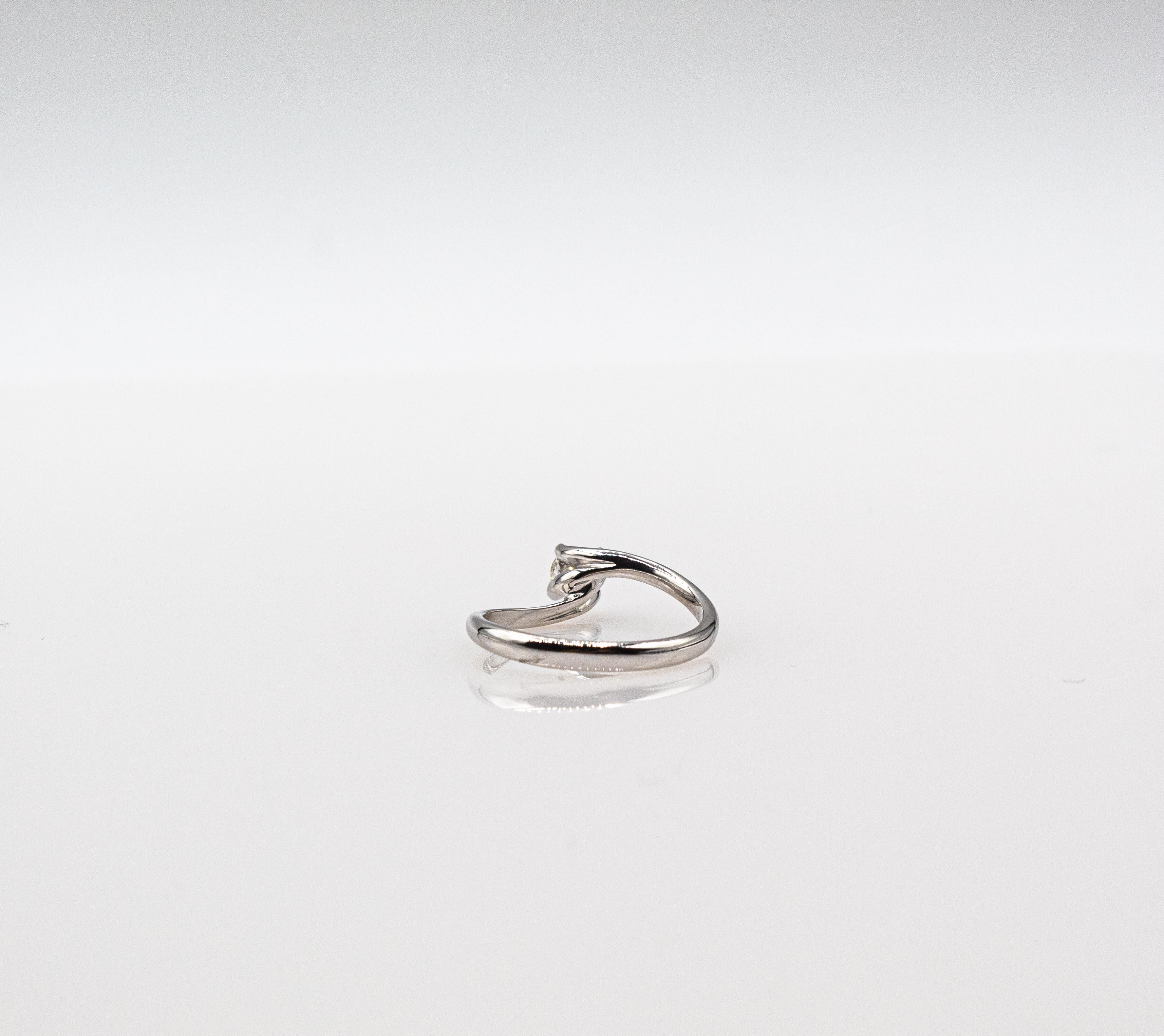 Art Deco Style White Brilliant Cut Diamond White Gold Solitaire Ring 8