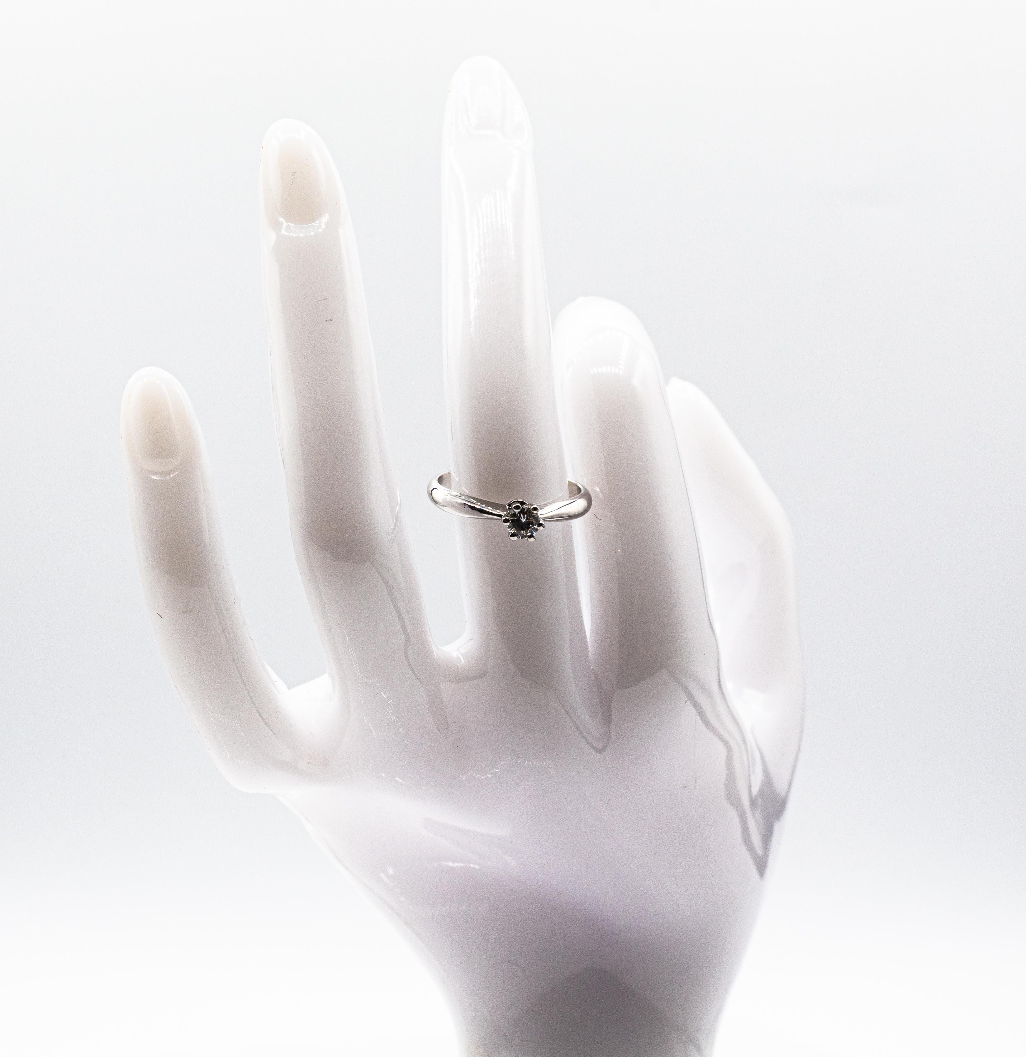 Art Deco Style White Brilliant Cut Diamond White Gold Solitaire Ring For Sale 8