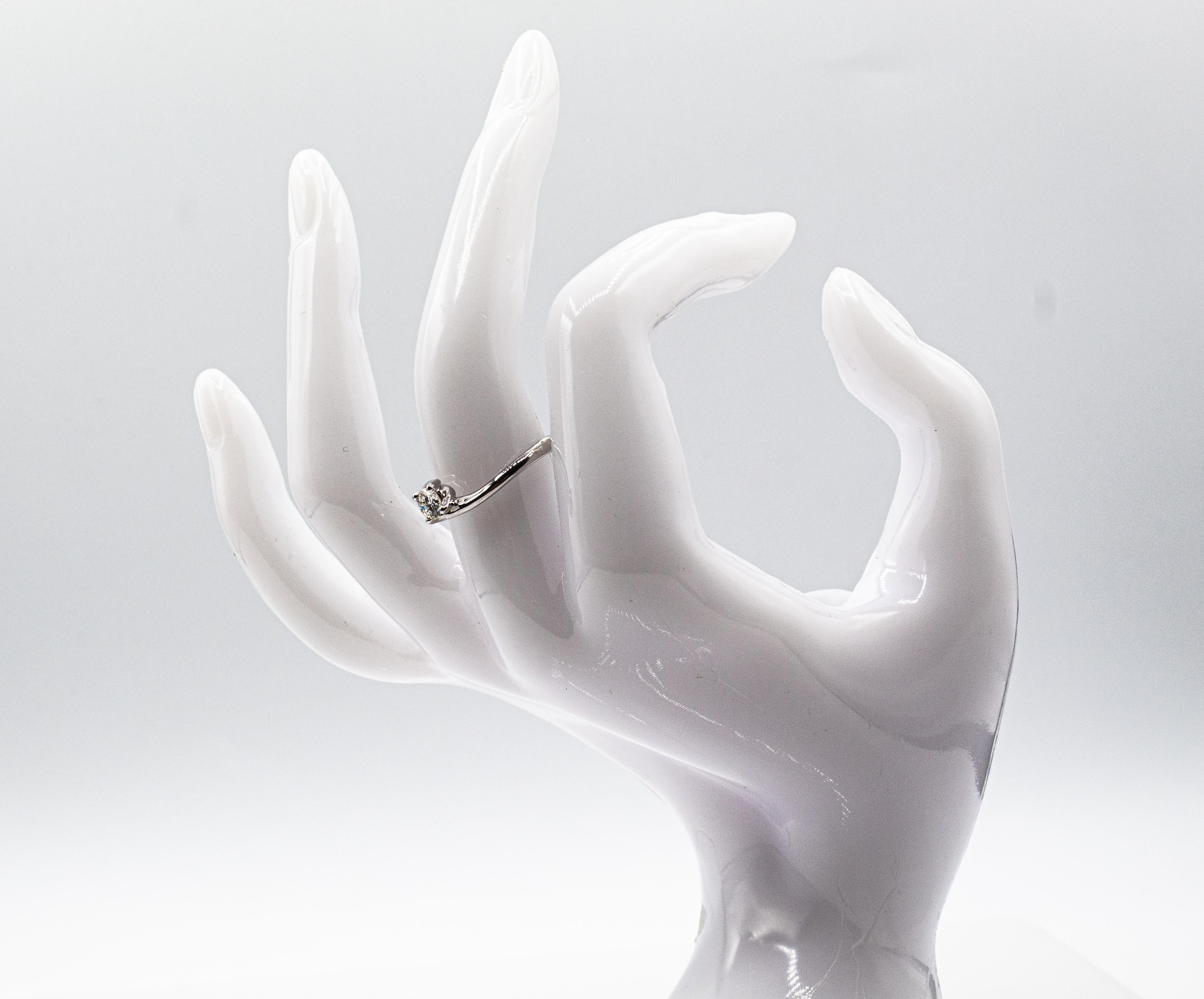 Art Deco Style White Brilliant Cut Diamond White Gold Solitaire Ring 11