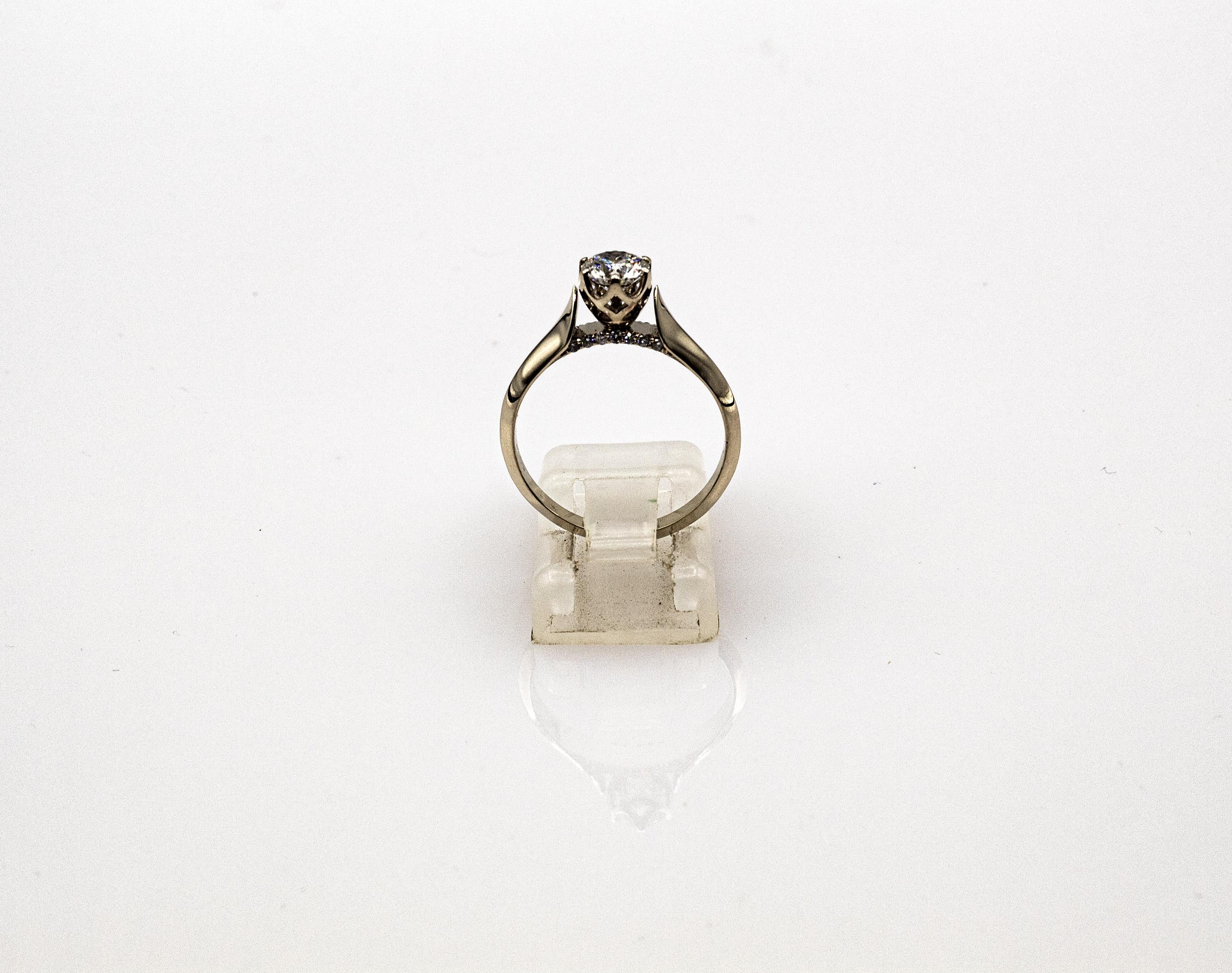 Art Deco Style White Brilliant Cut Diamond White Gold Solitaire Ring 1
