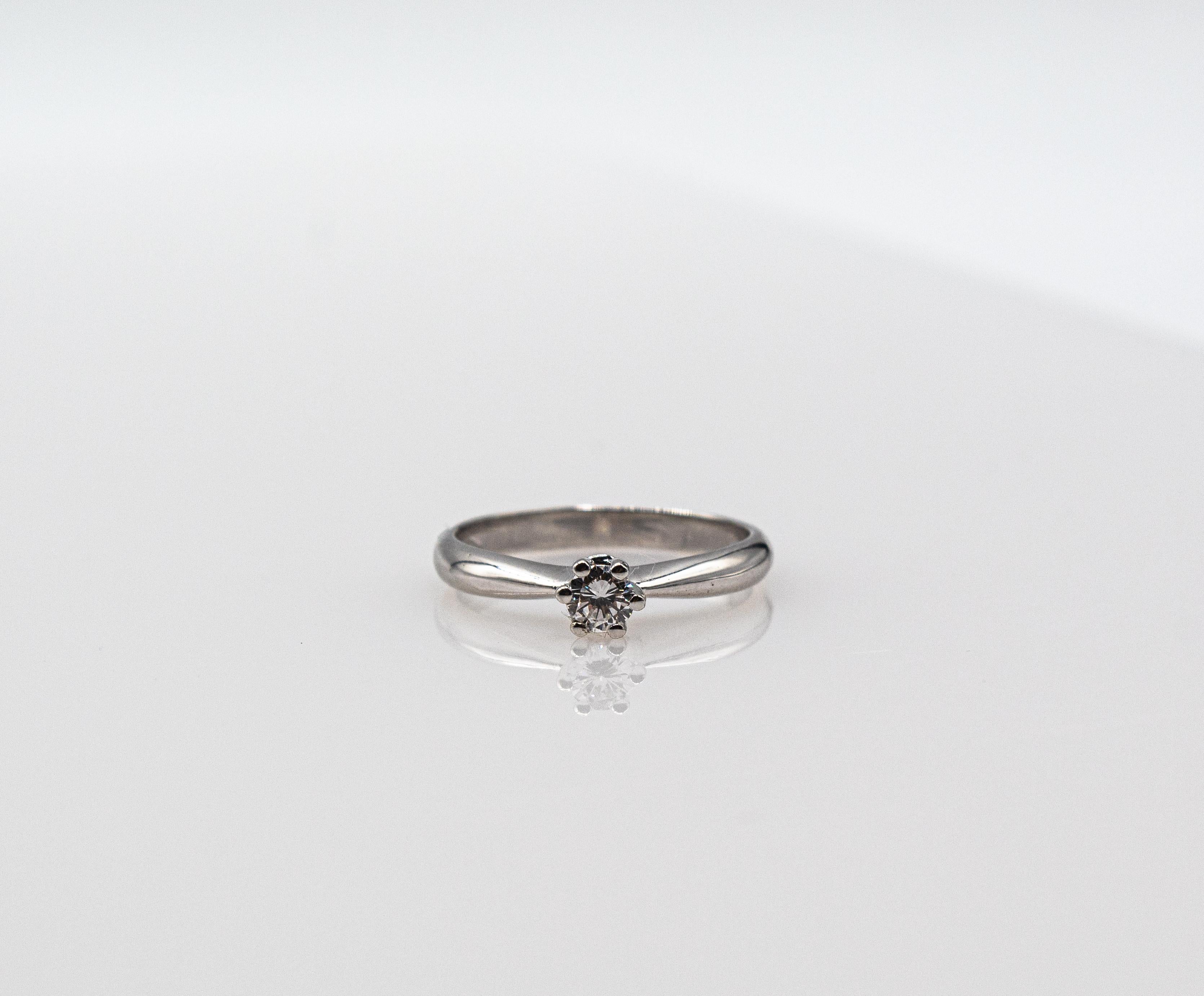 Art Deco Style White Brilliant Cut Diamond White Gold Solitaire Ring For Sale 4