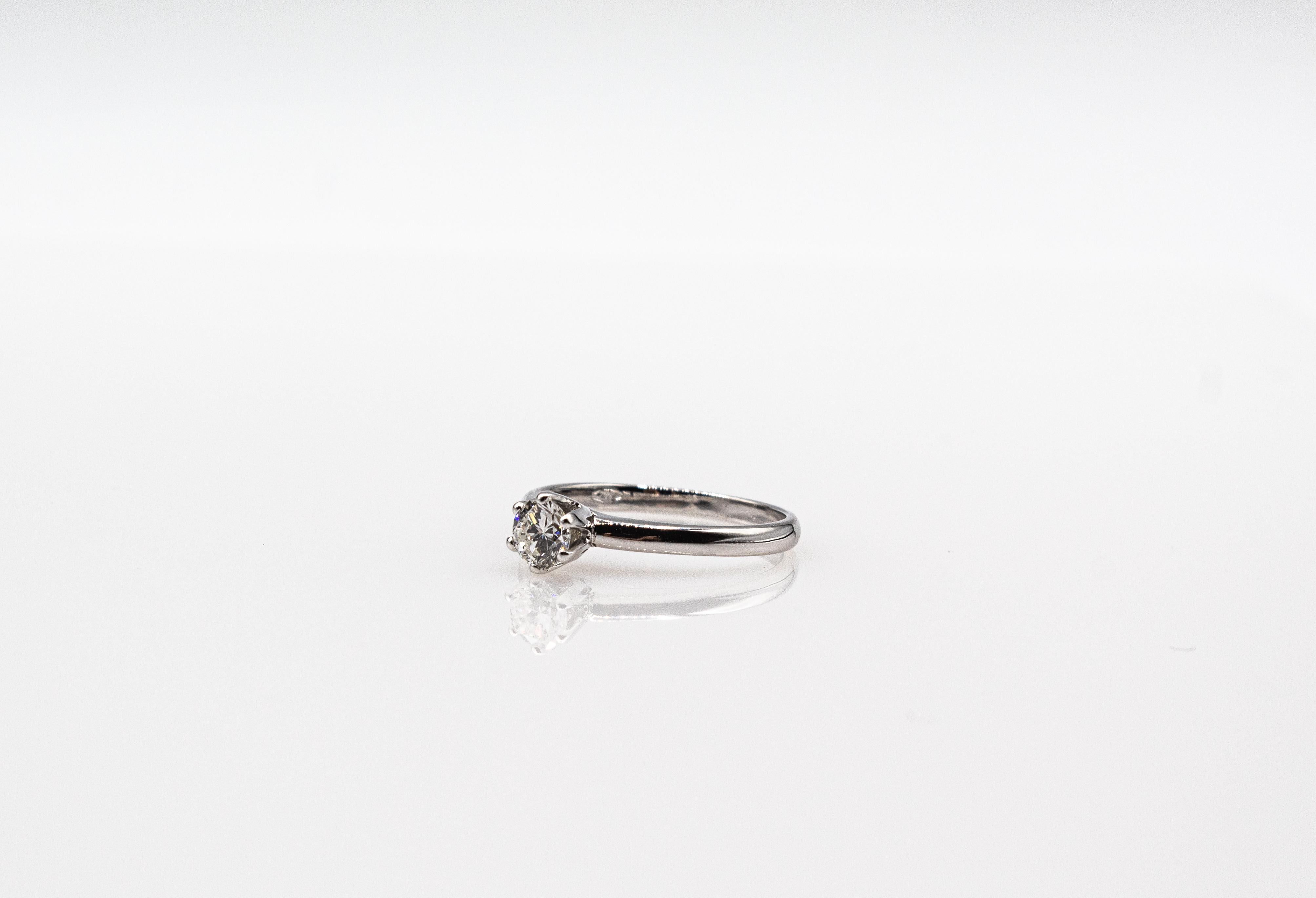 Art Deco Style White Brilliant Cut Diamond White Gold Solitaire Ring For Sale 4