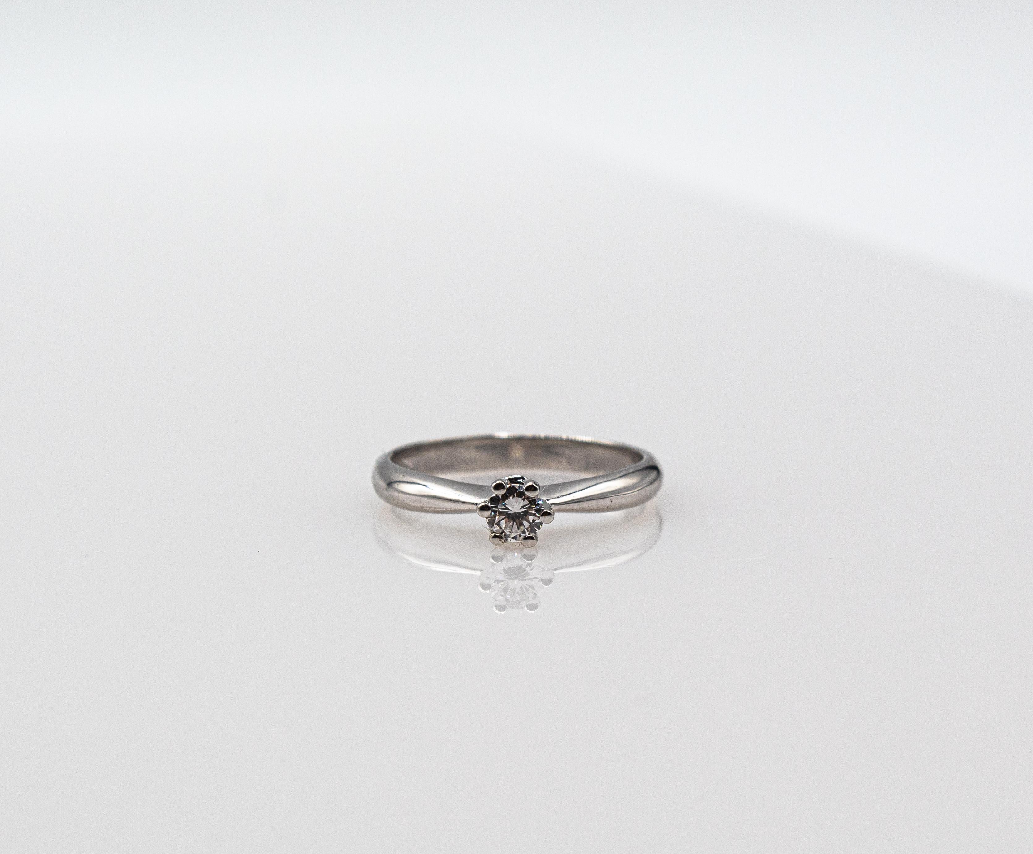 Art Deco Style White Brilliant Cut Diamond White Gold Solitaire Ring 4