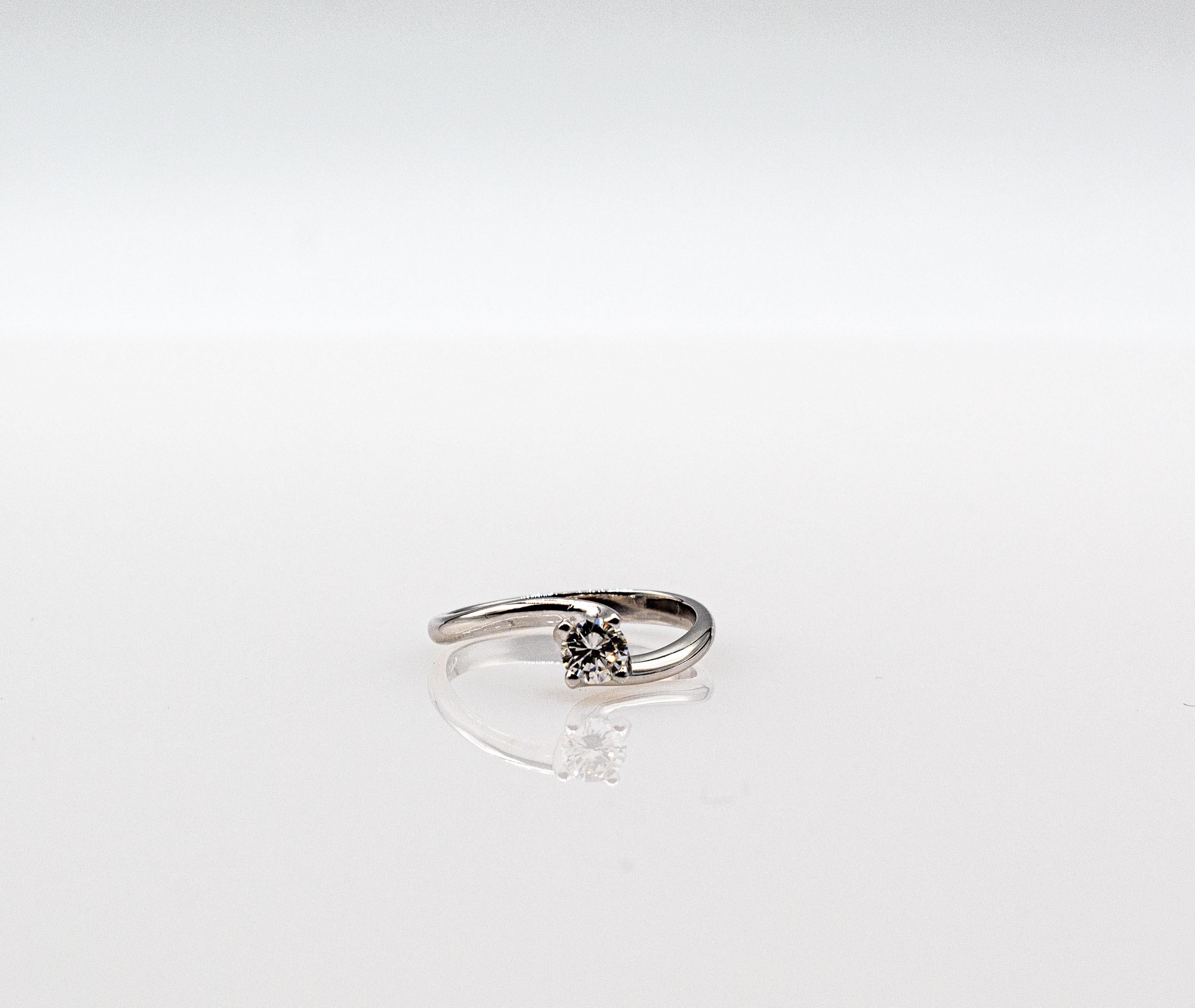 Art Deco Style White Brilliant Cut Diamond White Gold Solitaire Ring 4