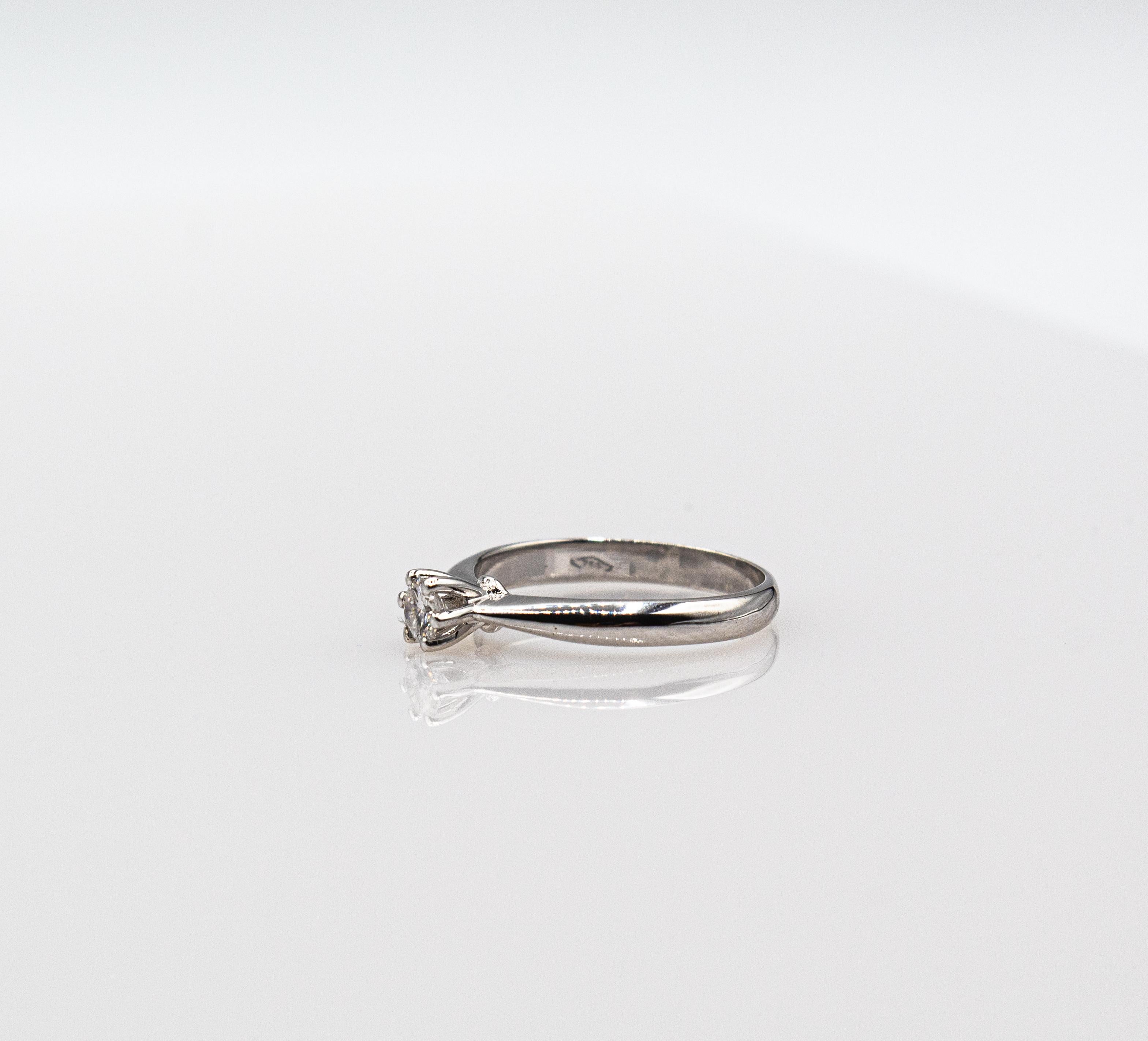Art Deco Style White Brilliant Cut Diamond White Gold Solitaire Ring For Sale 5