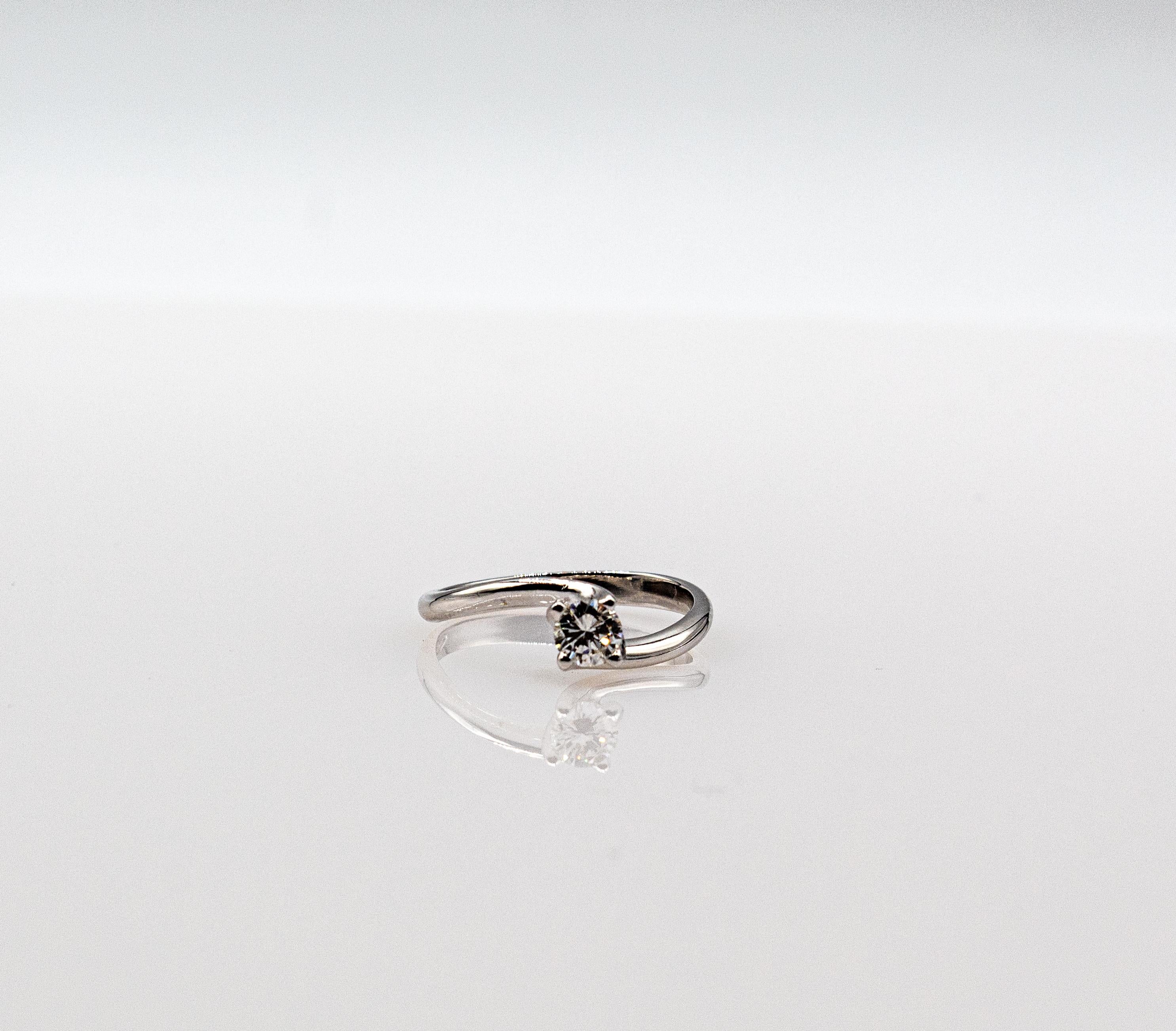 Art Deco Style White Brilliant Cut Diamond White Gold Solitaire Ring 5